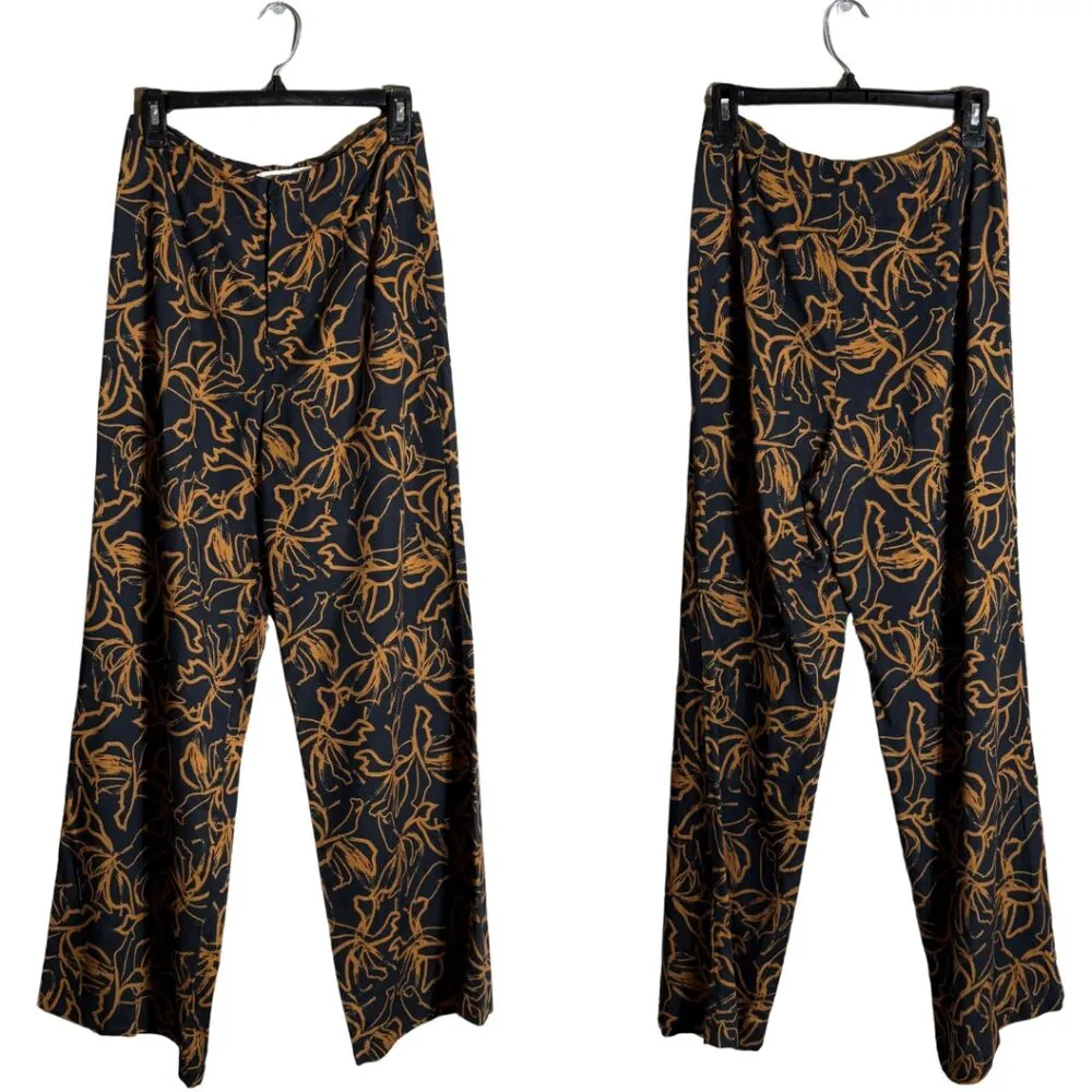 ASTR The Label Sadie Wide Leg Abstract Print Linen Pants Womens Small Black Rust - Image 4