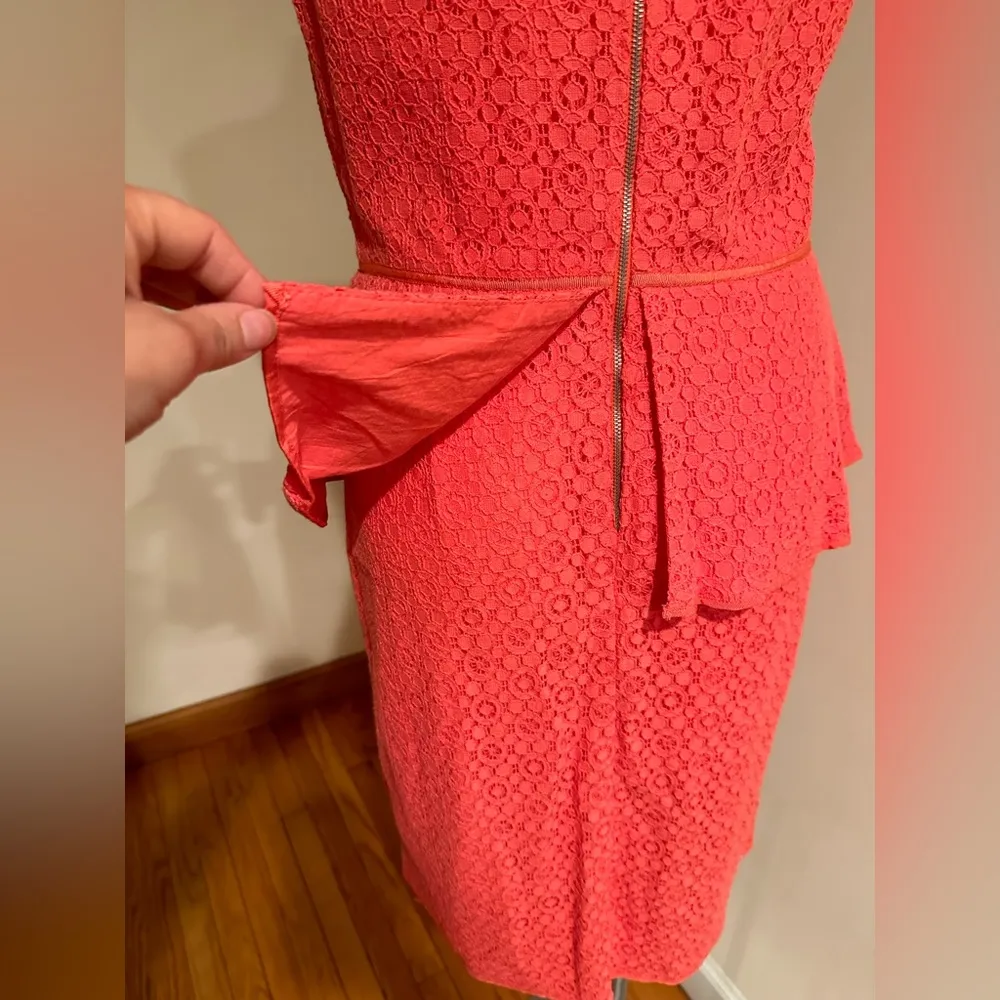 Max Studio Salmon Pink Lace Knee Length Sleeveless Zip In Back V Neck SZ… - Image 10