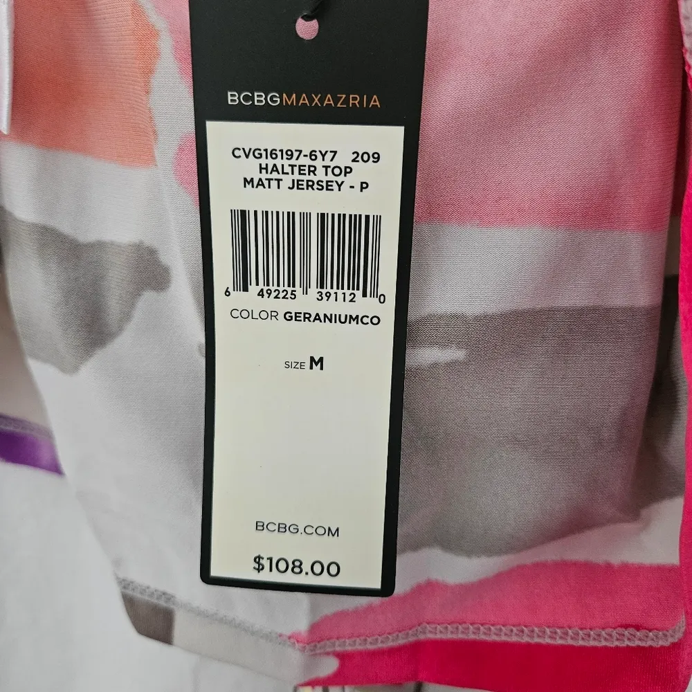 BCBGMaxazria Y2K Retro V-Neck Multi-colored Halter Top Size Medium - Image 4