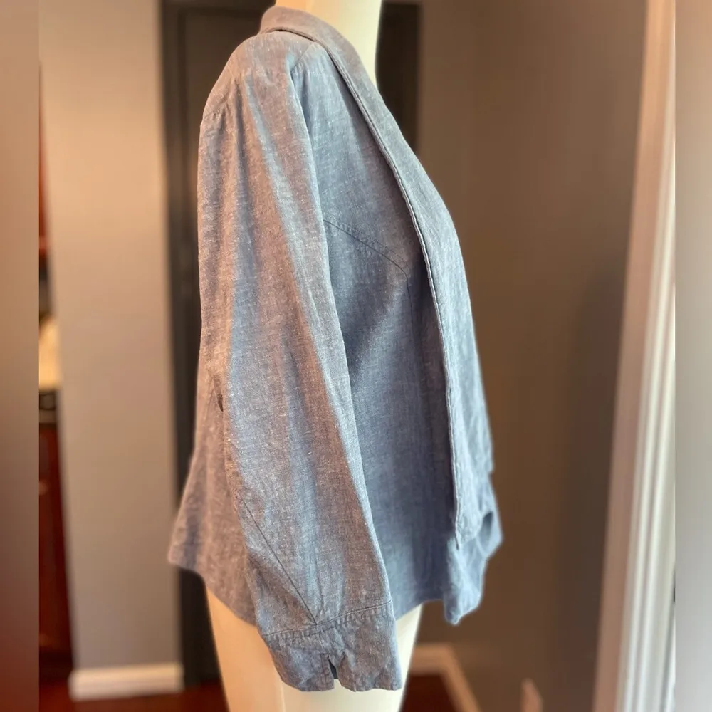 Lane Bryant Blue Linen Blend Officecore Resortwear Summer Women's Jacket - Image 3