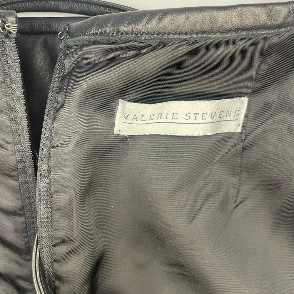 Valerie Stevens Black Fully Lined A Line Knee Length Real Leather Skirt Sz 4 - Image 10