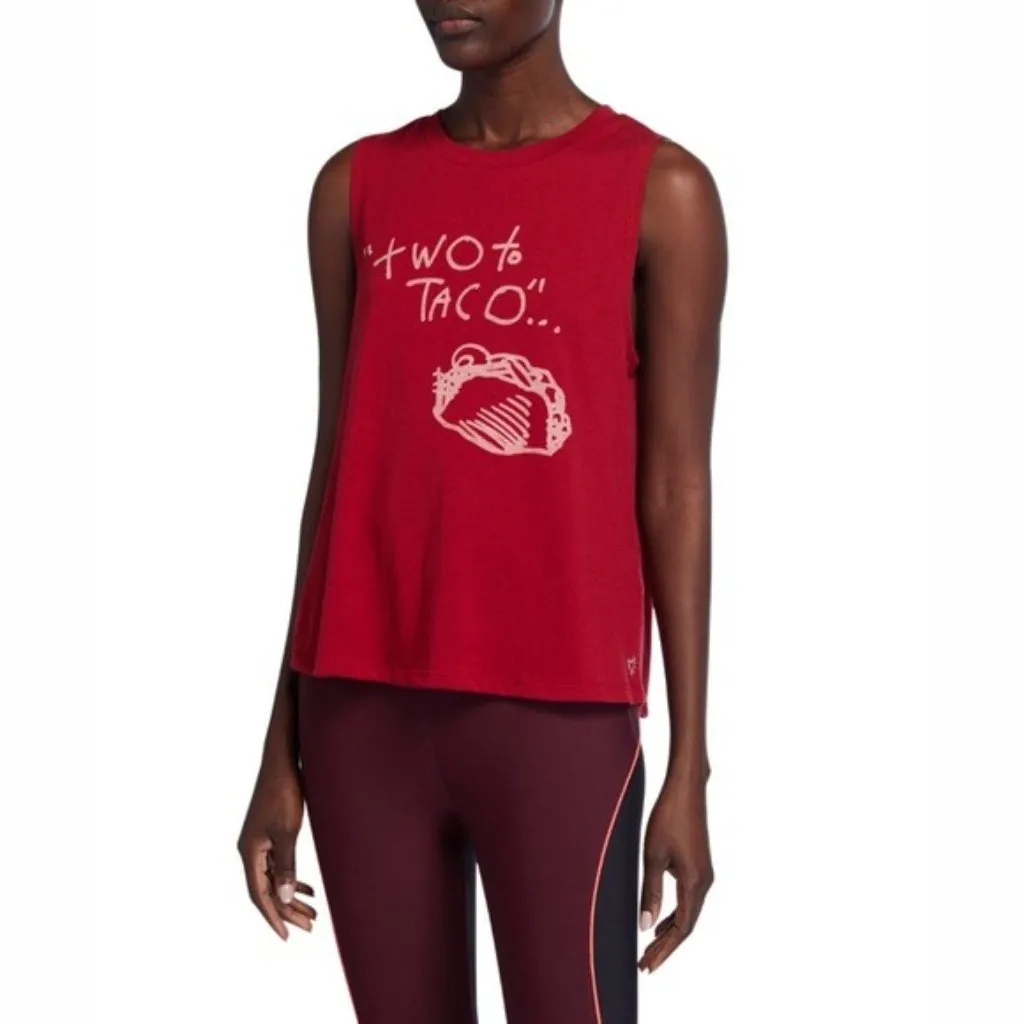 Betsey Johnson Two to Taco Muscle Tee Tank Top in Medium Red, Size M, NWT - Image 8