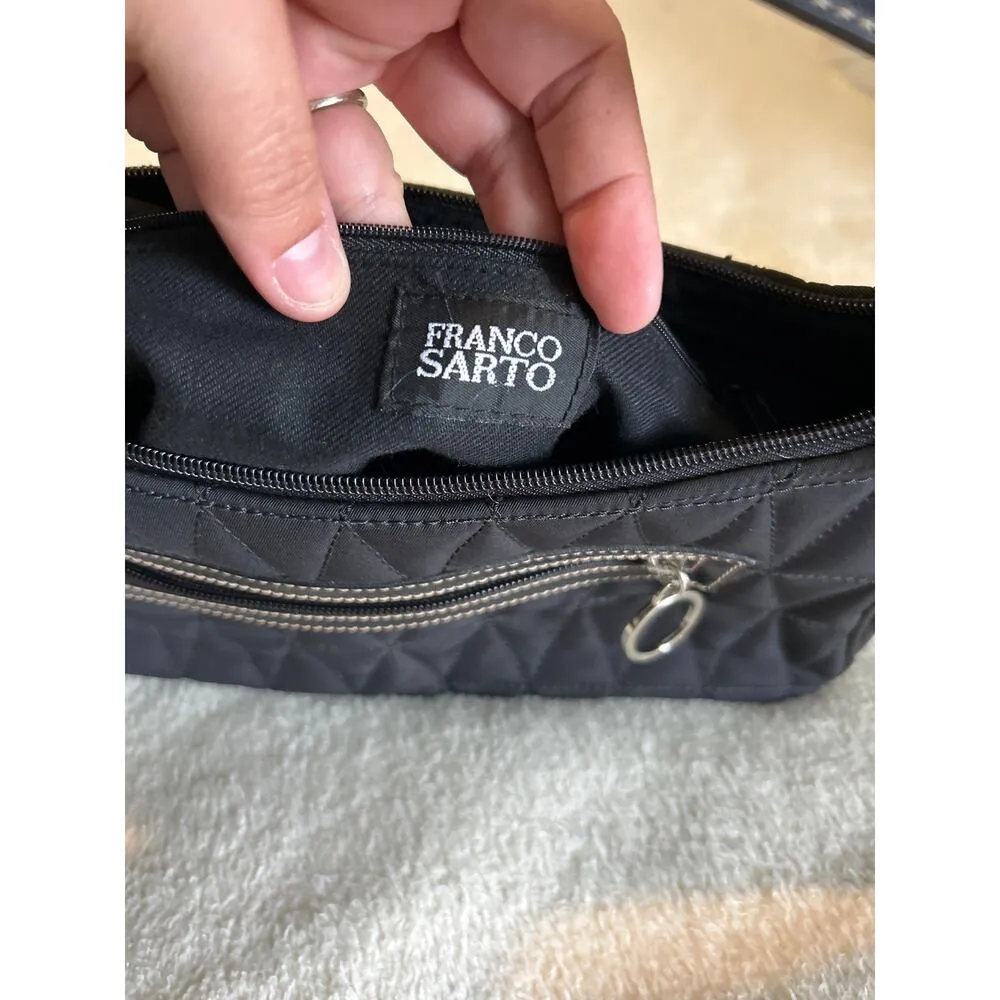 Franco Sarto  Purse Black Quilted Handbag Smartlyte Zip Pockets READ - Image 6