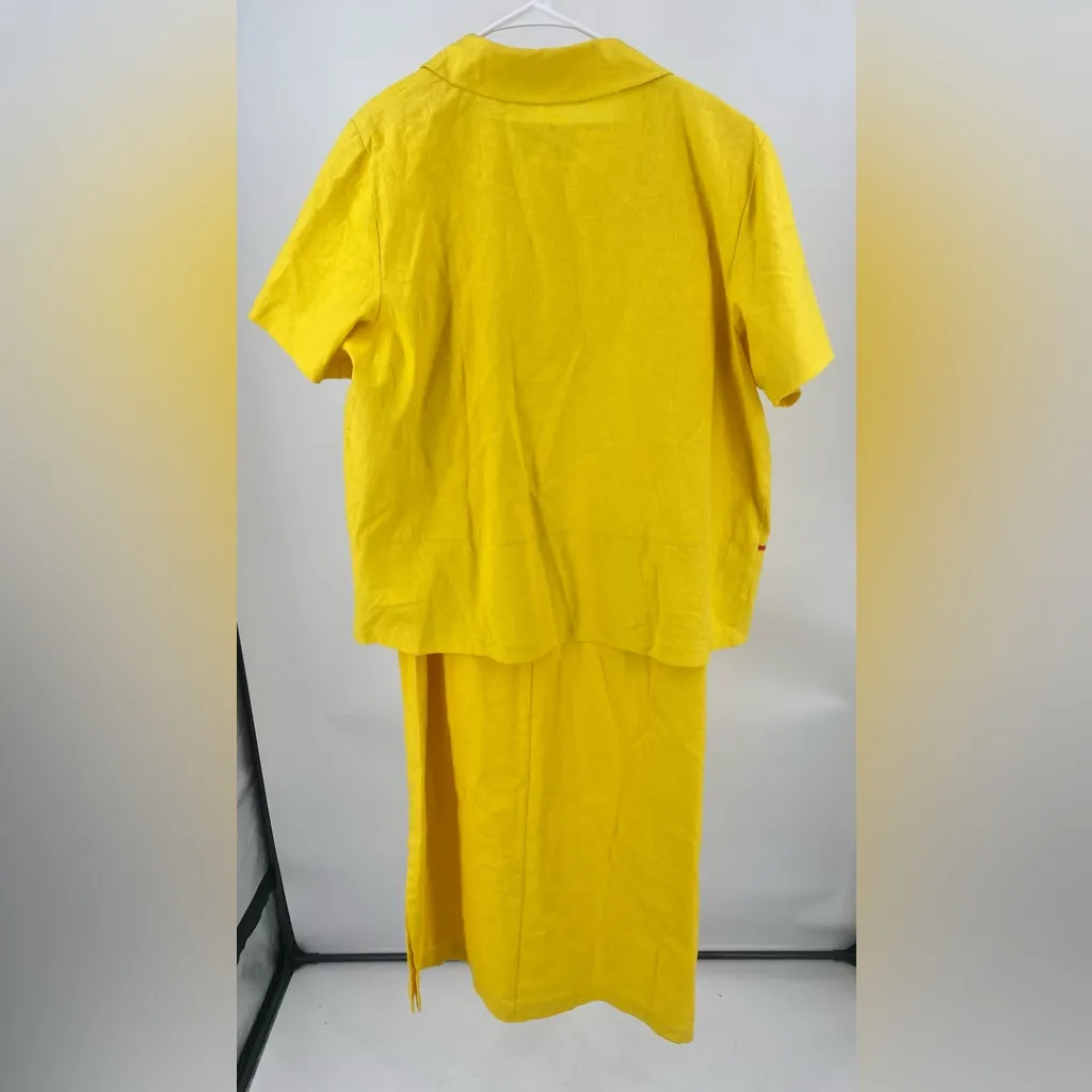M.H.M Woman (Melissa‎ Harper) 2 piece linen cotton blend maxi dress size 18W Yellow - Image 5