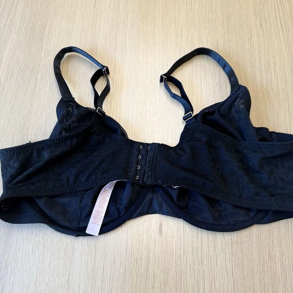 Savage X Fenty 46DDD Underwire Bra Black Lace Unlined Sexy Support 1550 - Image 6
