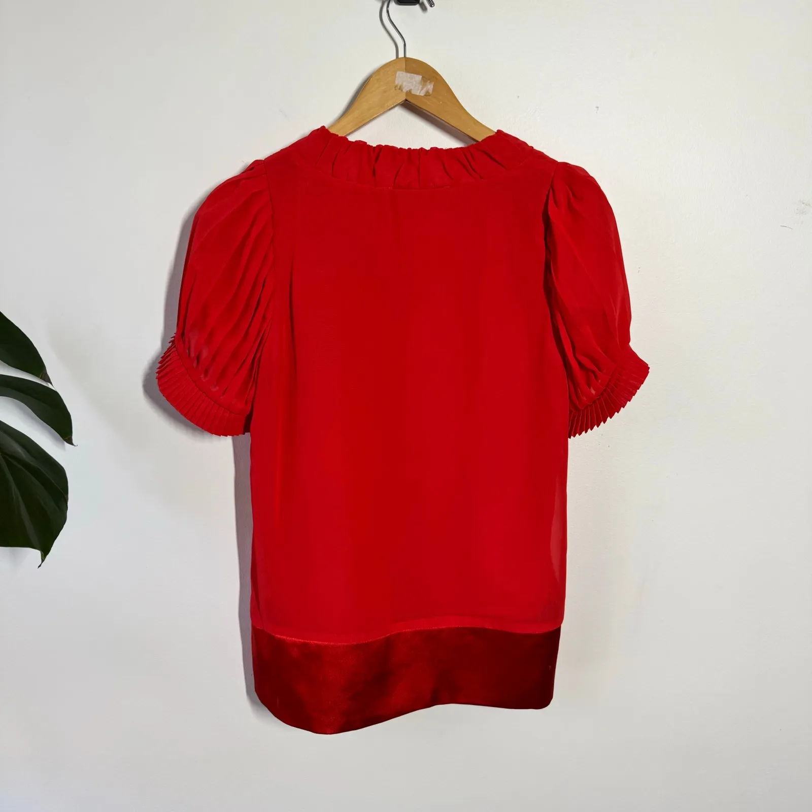 Collective Concepts Pleated Ruffle Sleeve Top Women S Red Romantic Quite Luxury - Image 2