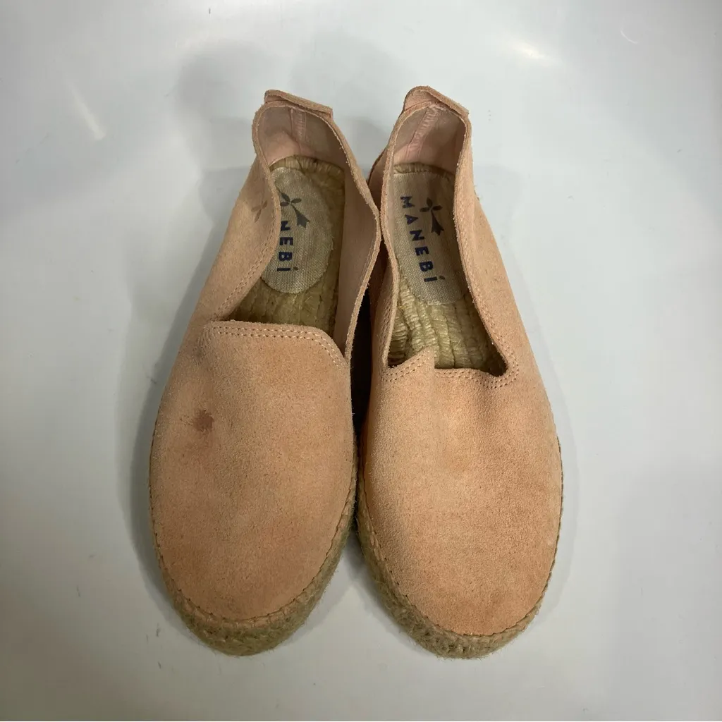 Manebi Hamptons platform espadrille slip on shoes suede womens size 38 peach tan Orange - Image 5