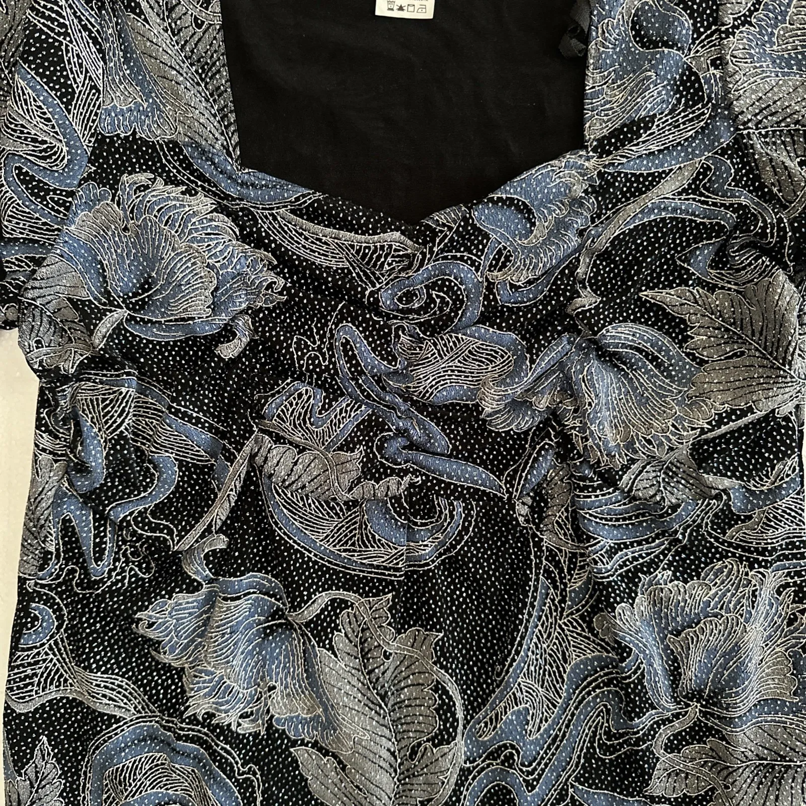 Onyx‎ Women Sparkle Formal Party Glitter Silver Gold Blue Sz 1X Babydoll Top - Image 6