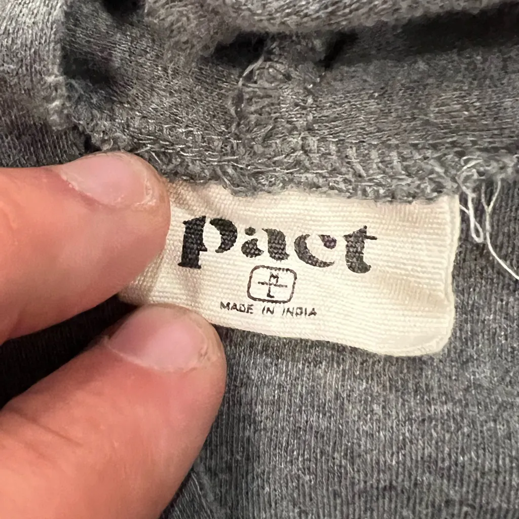 Pact Organic Cotton Airplane Wrap Open Front Cardigan Sustainable Eco M/L Gray Size L - Image 3