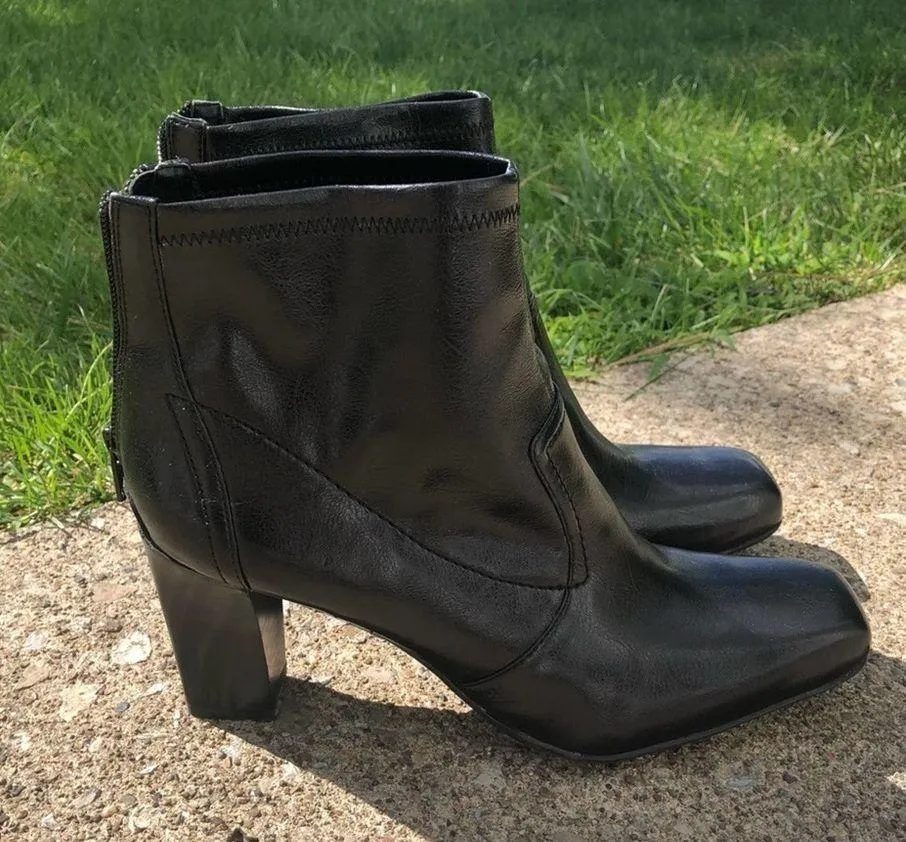 Franco Sarto Ankle Boot Bootie Black Size 10 Zipper Block heel Workwear hipster - Image 5