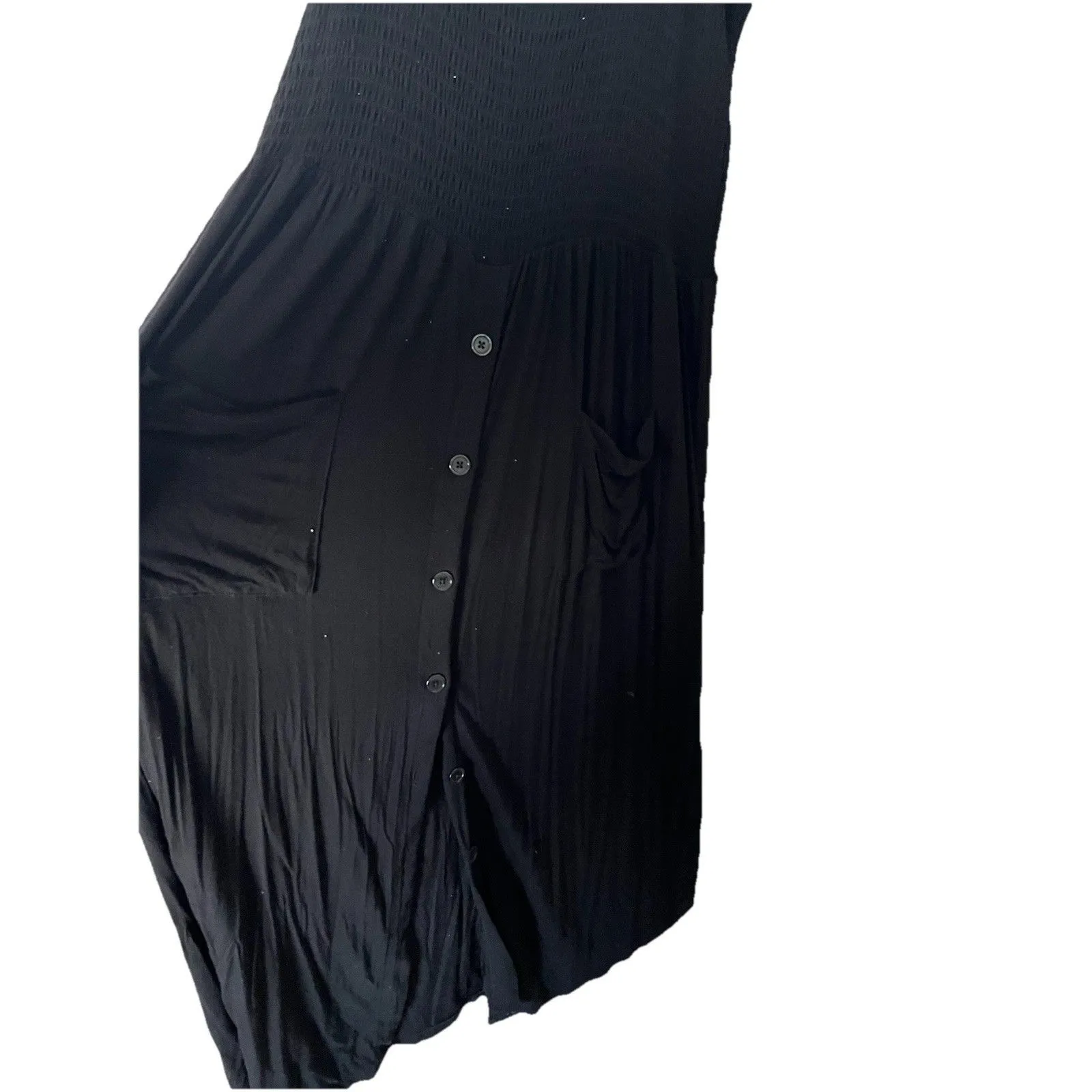 Meri Skye (Dia) Jenna Smocked Midi Dress 2x Black Knit Casual - Image 4