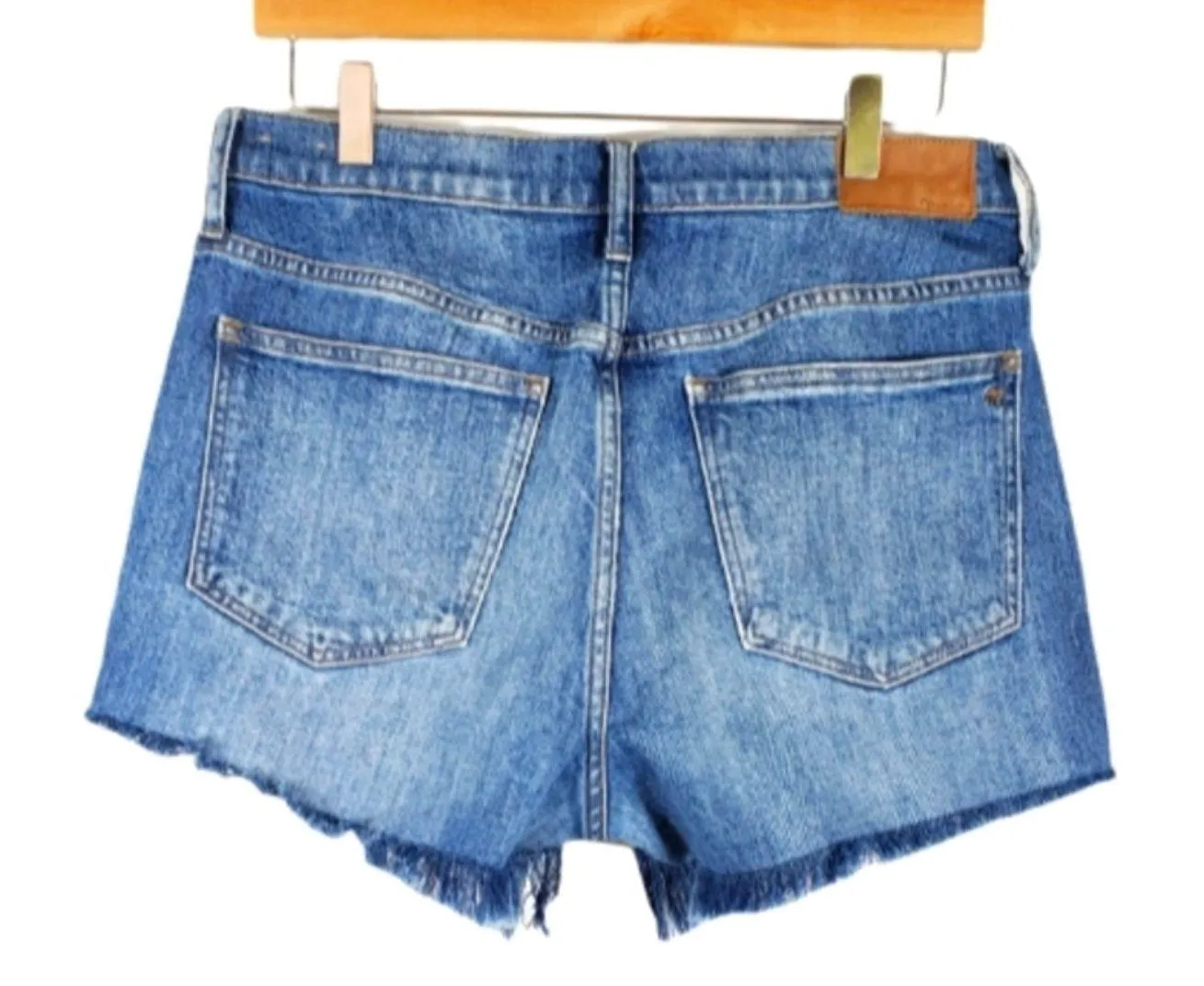Straight Crop Intentionally Distressed Frayed Denim Shorts Size 30 - Image 2