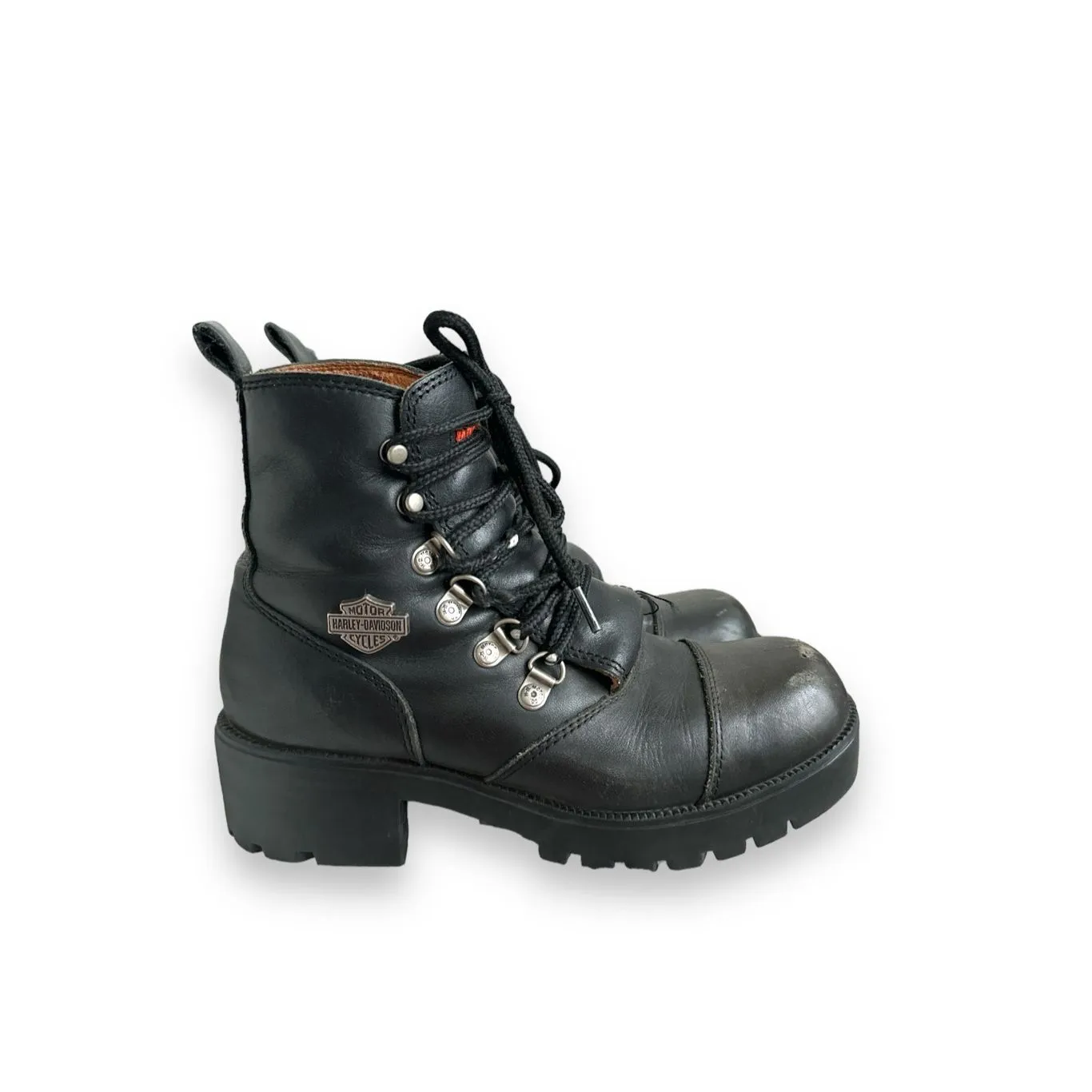 Vintage Y2K‎ Harley Davidson Chunky Leather Lave Up Riding Moto Boots Women's sz Black Size 7 - Image 4