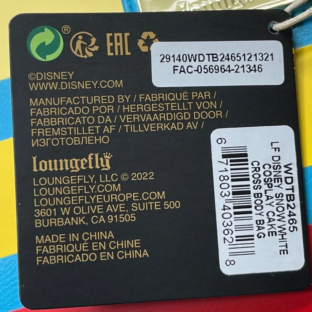 Loungefly Disney Snow White Cosplay Cake Crossbody Blue Yellow Red - Image 13