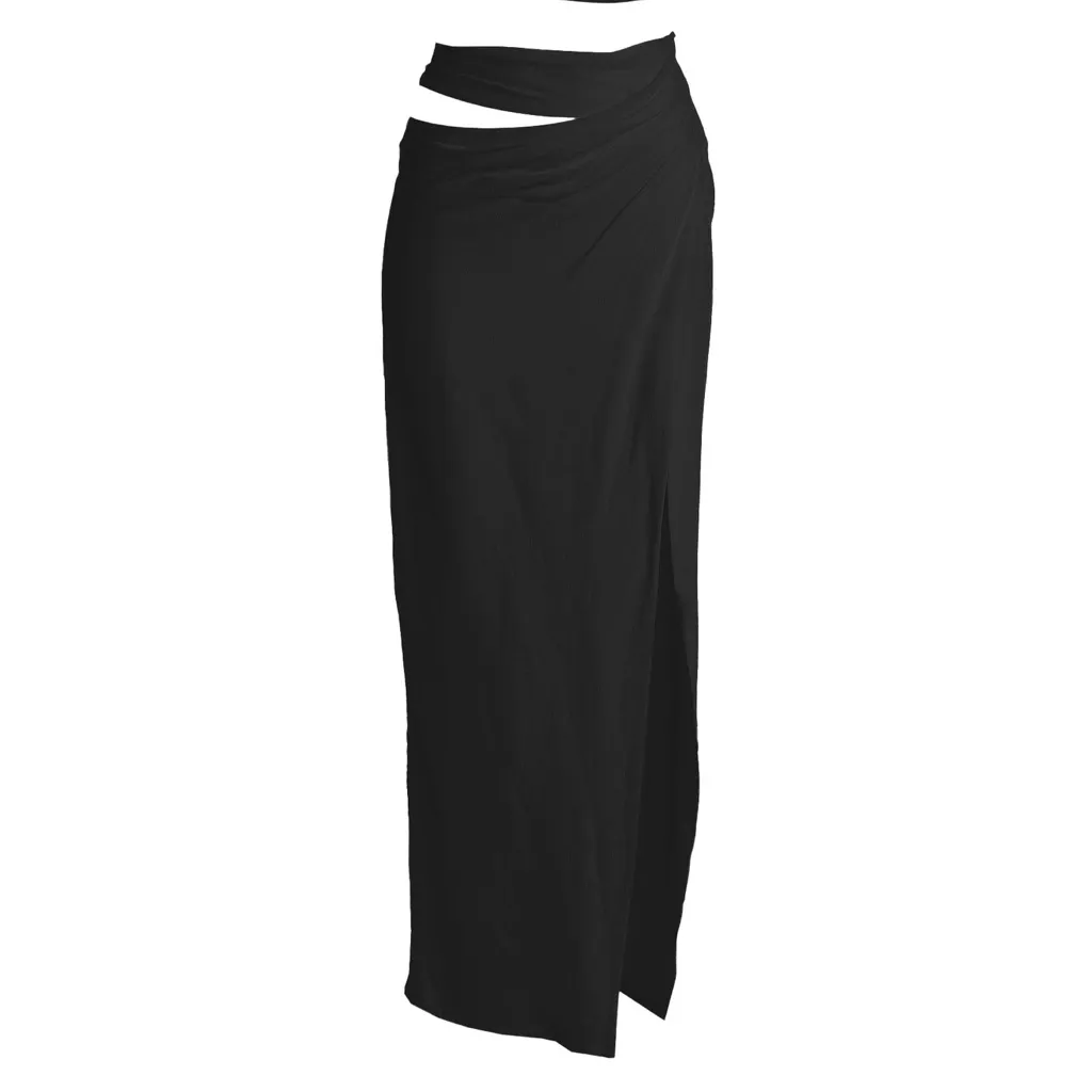 JLUXLABEL Black Maxi Skirt with High Slit - Image 3