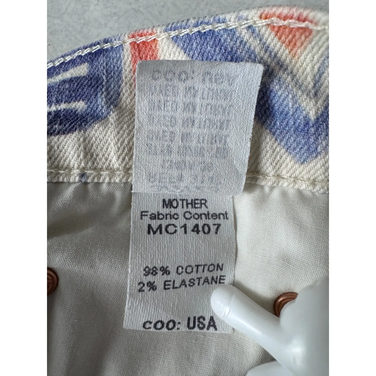 MOTHER The Maven Skimp Jeans Cream Multi Print Wide Leg Cropped Women's Size‎ 27 Blue - Image 15