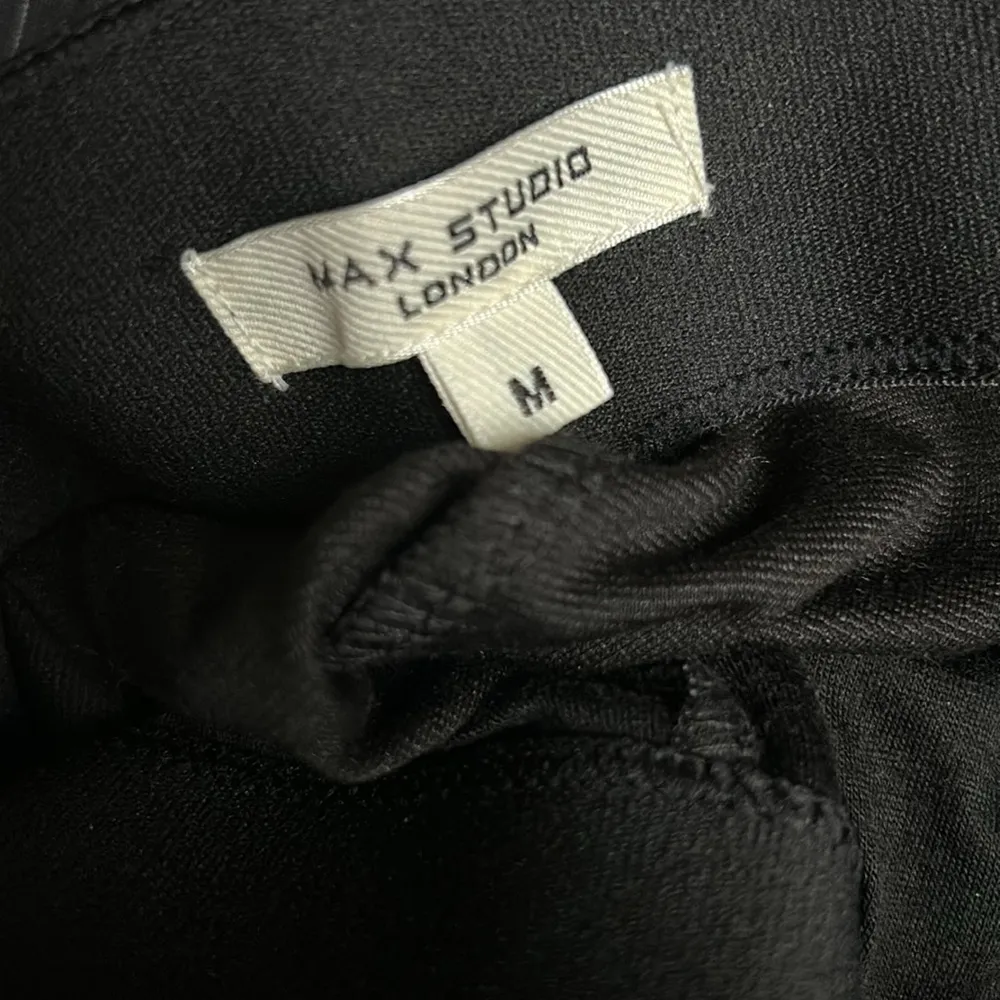 Max Studio Black Pinstripe Wide Leg Trousers Medium - Image 5