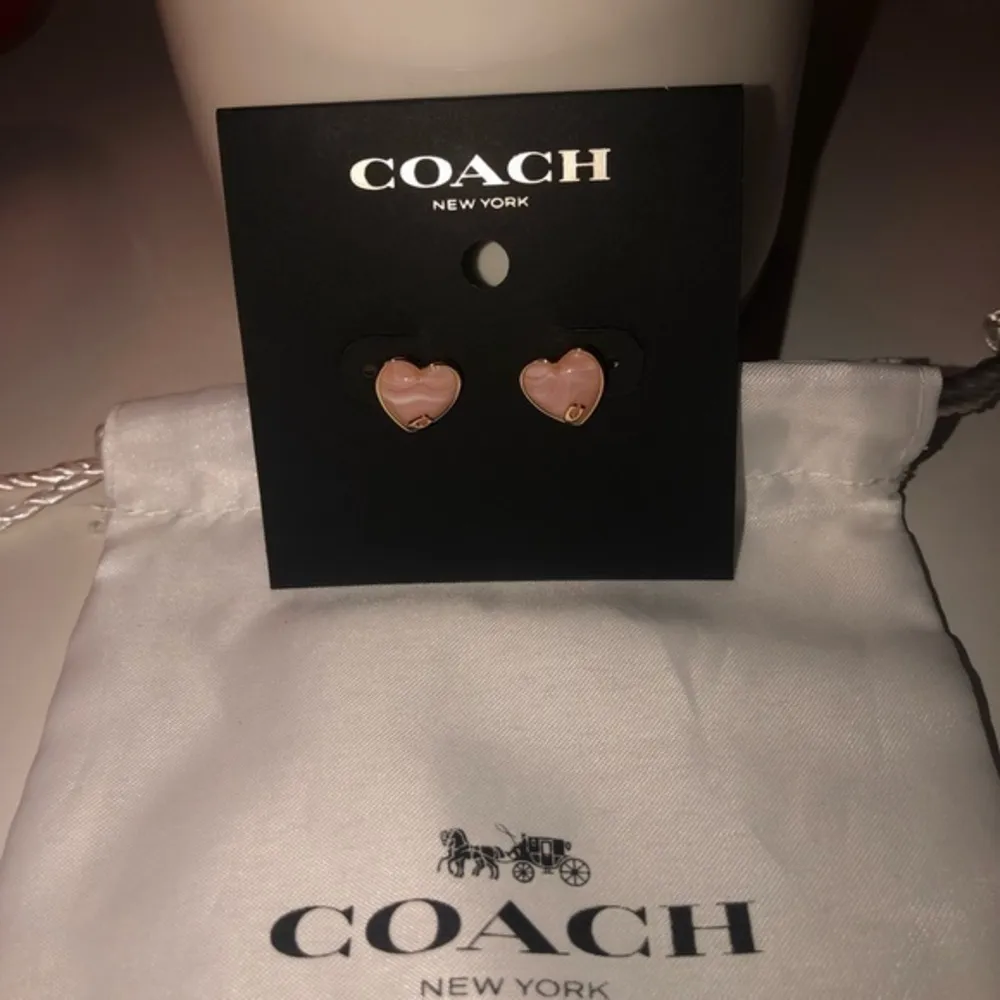 Coach Gold Heart Stud Earrings • Enamel Logo Hearts • NWT - Image 6