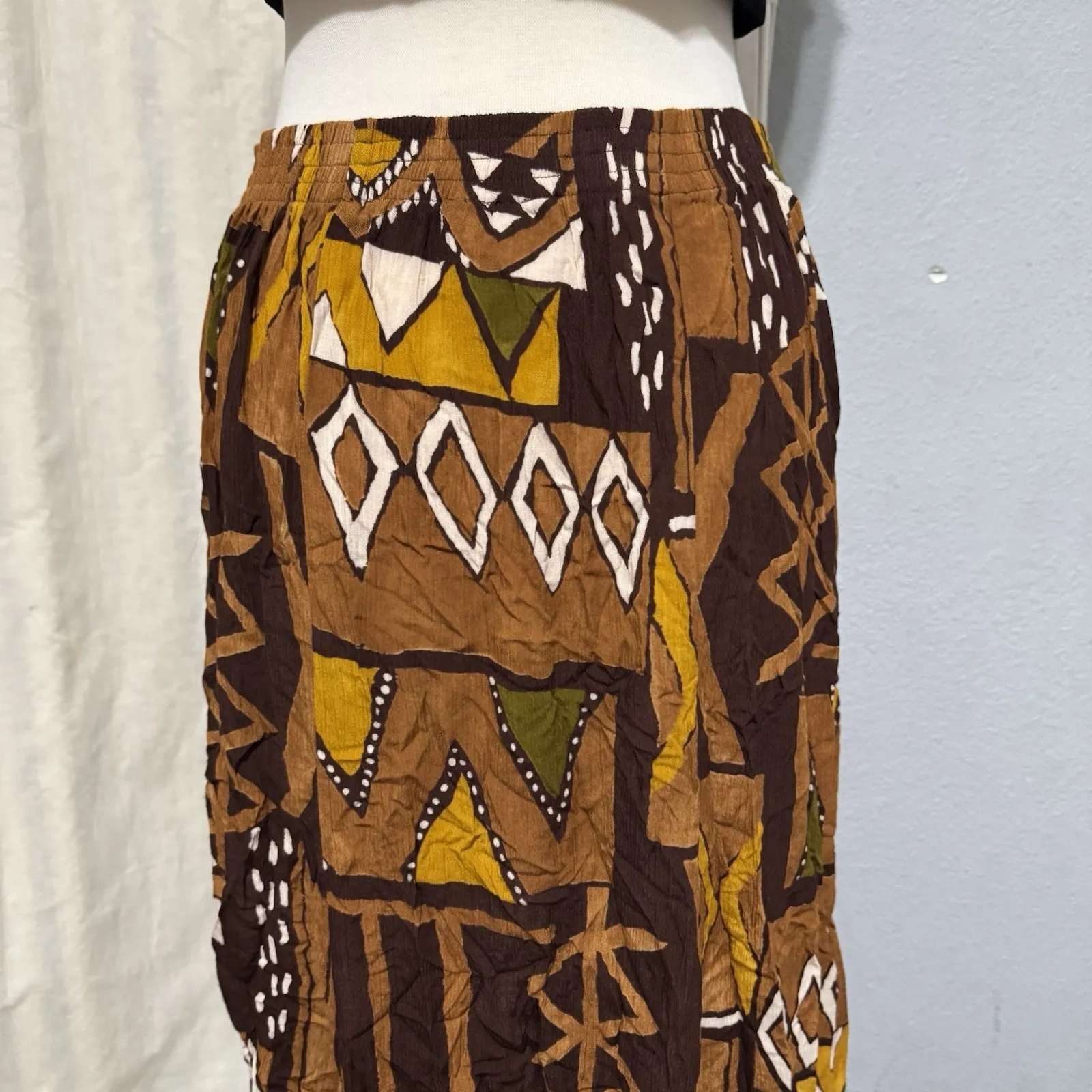 Jennifer Lauren Women Boho Brown Fairy Elastic band Hippie Maxi African Skirt 1X - Image 8