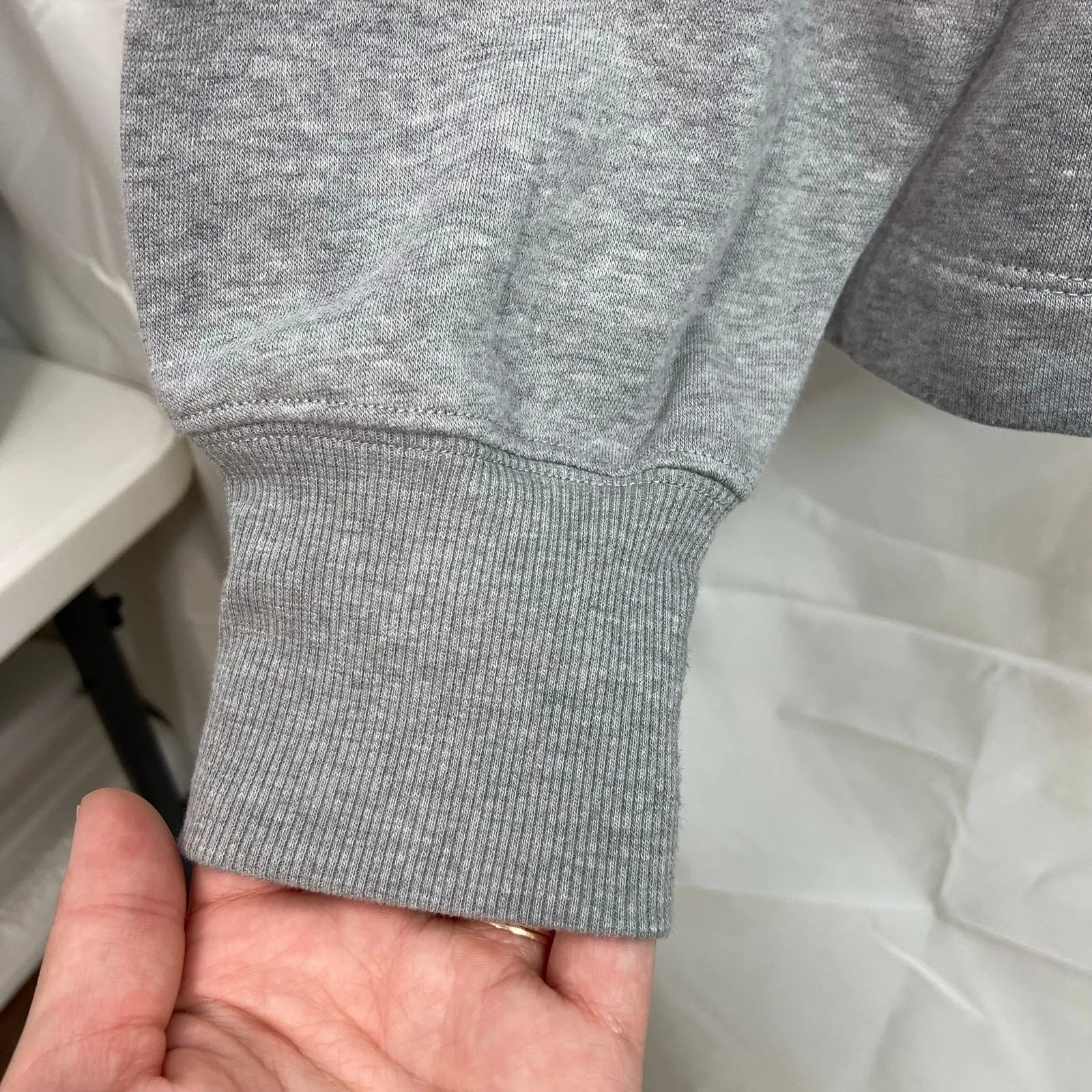 Old Navy women's gray French terry cinched half‎ zip hooded sweatshirt cropped M - Image 2