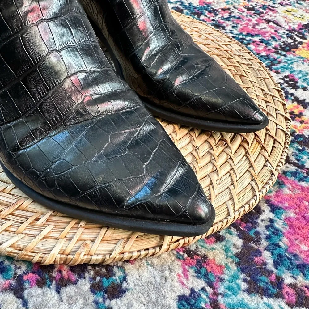 Dolce Vita Samba Croco Embossed Bootie Black Size 10 - Image 4