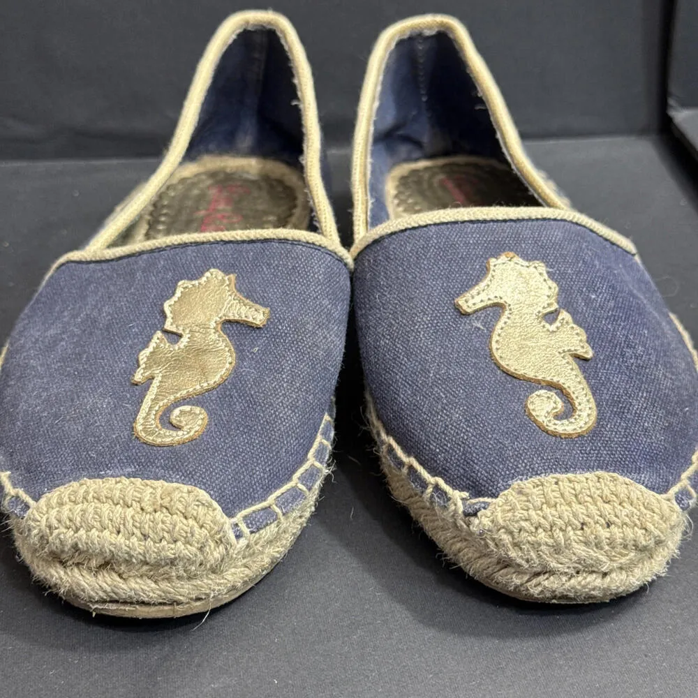 Lilly Pulitzer Preppy Nautical Beach Designer Espadrille True Navy Seahorse 6 - Image 10