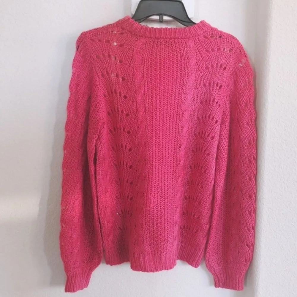 Jessica Simpson Sweater Loose Knit Crew Neck Pink Rose Size XL New with Tag - Image 9