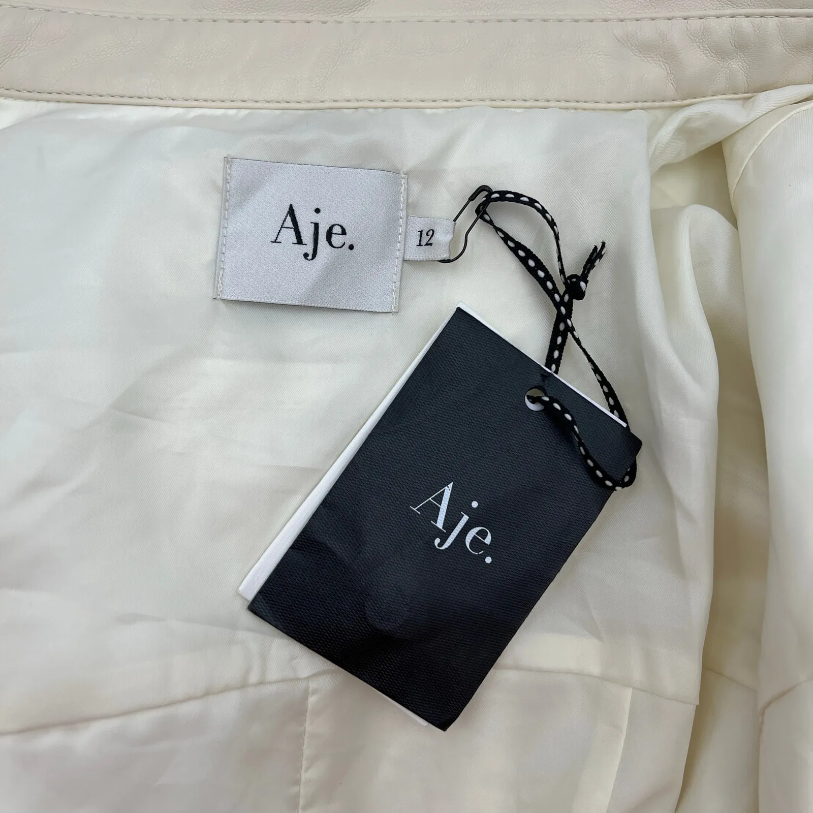 Aje Claire Pearl Mini Dress Faux Leather Ivory Cream Ecru White Size 8 - Image 4