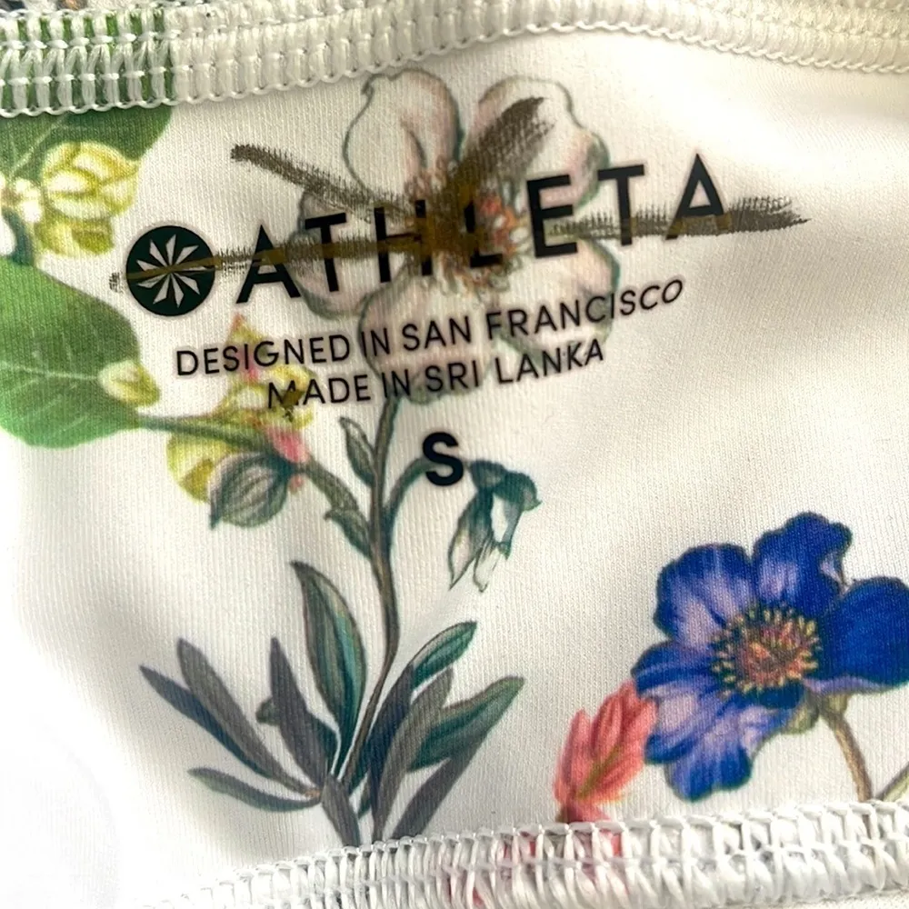 Athleta Contender 7/8 Leggings White Floral Side Stripe NEW Blossom Sz S - Image 2