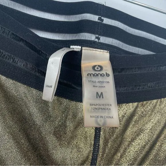 Mono B‎ Gold Foil Shimmer Leggings Size Medium NWT Black - Image 12