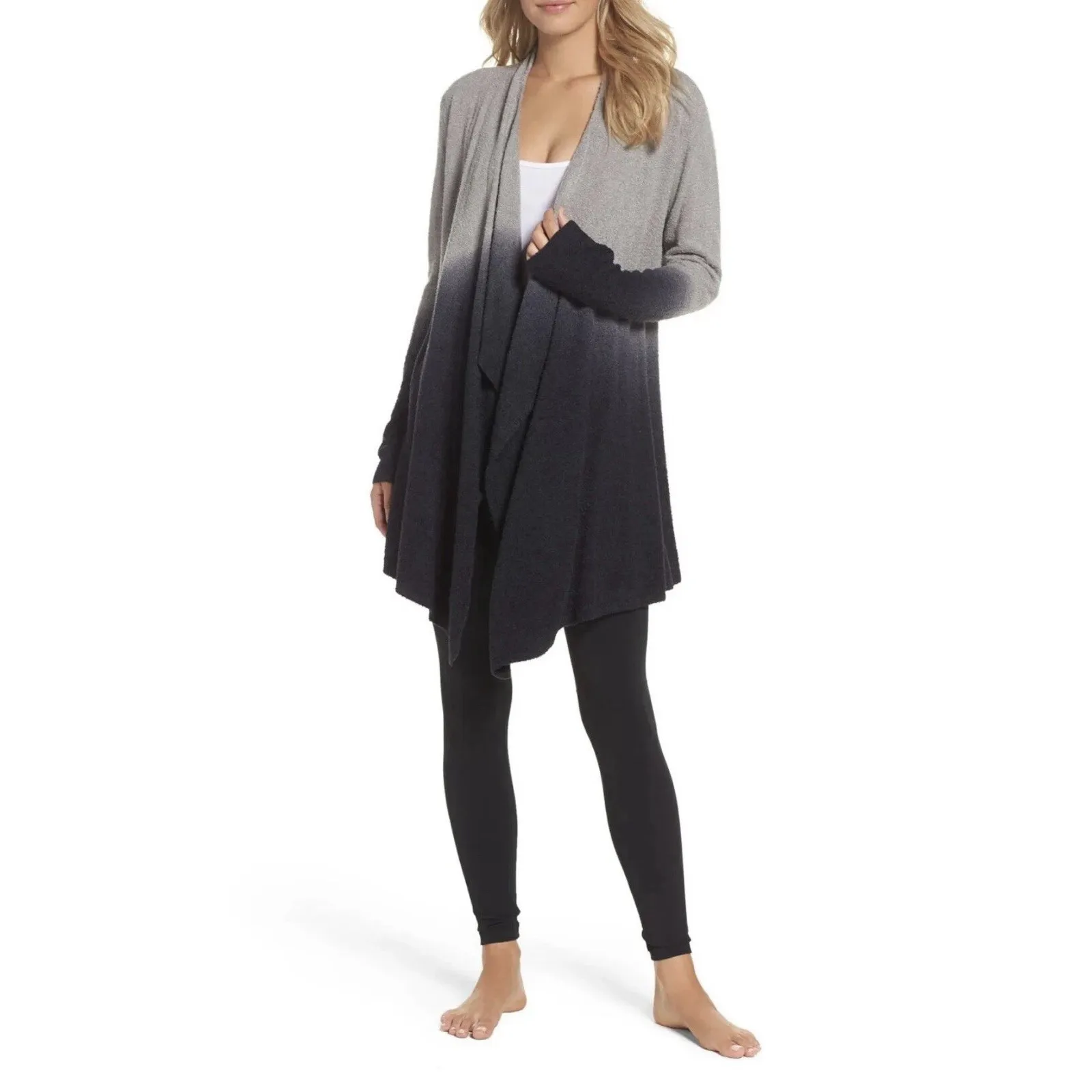 Barefoot Dreams Calypso Wrap Cardigan Womens S/M Gray Ombre 436 Bamboo Chic Lite - Image 2