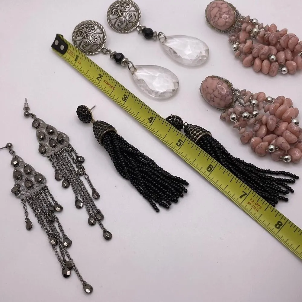 Lot Of 4 Costume Earrings Pierced Dangle Drop Women’s Long Statement 1 Handmade - Image 9