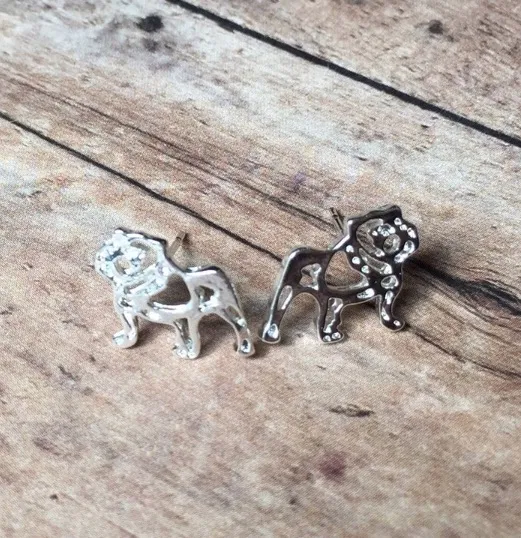 Silver Bully Bulldog Stud Earrings UGA Georgia Samford - Image 3