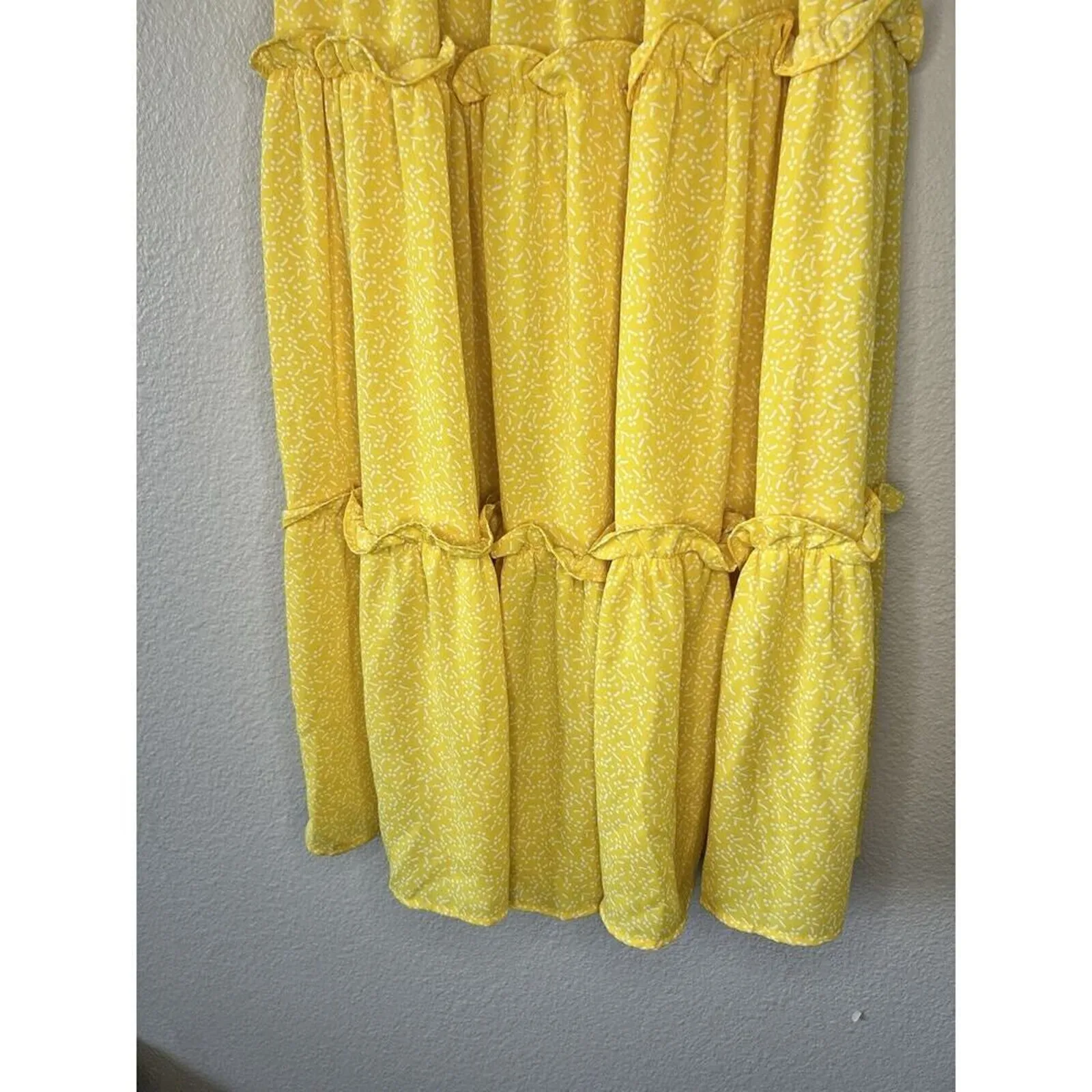 Jessica Simpson Yellow Ruffle Midi Dress Smocked Waist Tiered Feminine S - Image 7