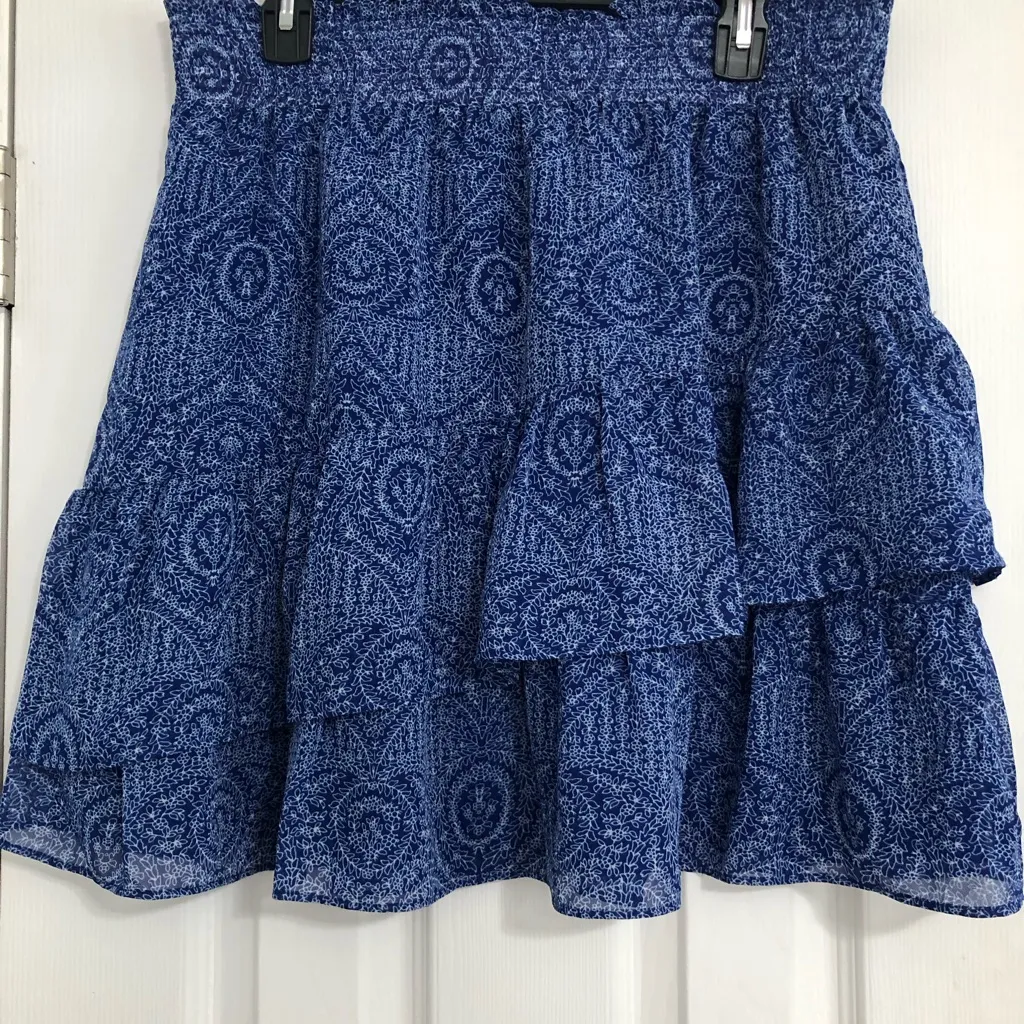 Loft tiered New blue white‎ floral skirt elastic waist women’s large mrsp $60 - Image 6