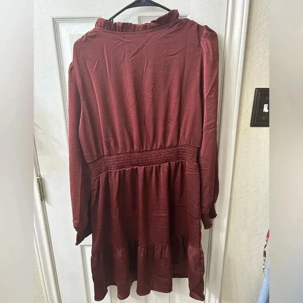 Lucky Brand‎ Burgundy with smoked waist  Women’s Dress - Image 3