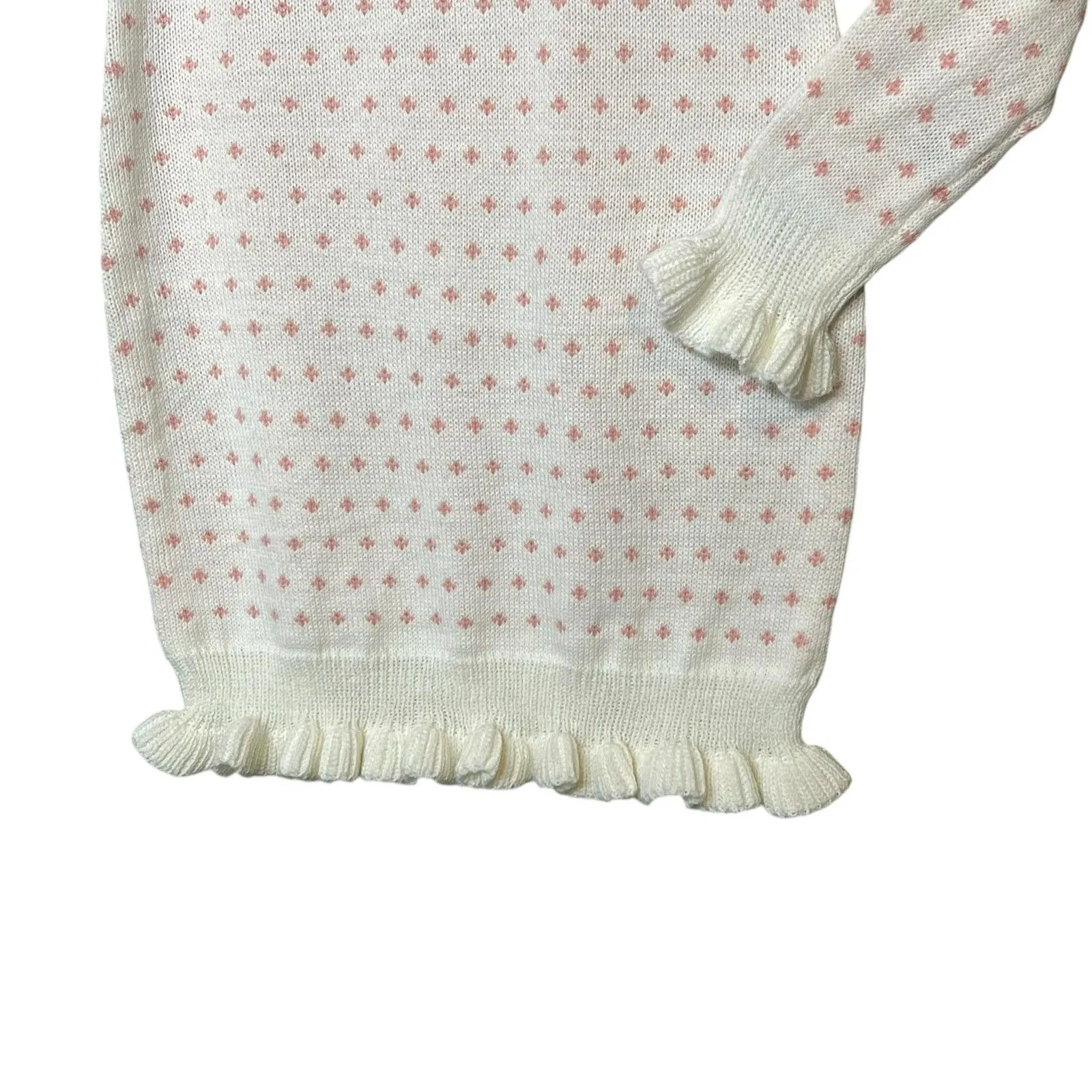 Heart & Heels 2Pc Sweater Dress Women's Large White Heart Fair Isle Knit Hat Set - Image 9