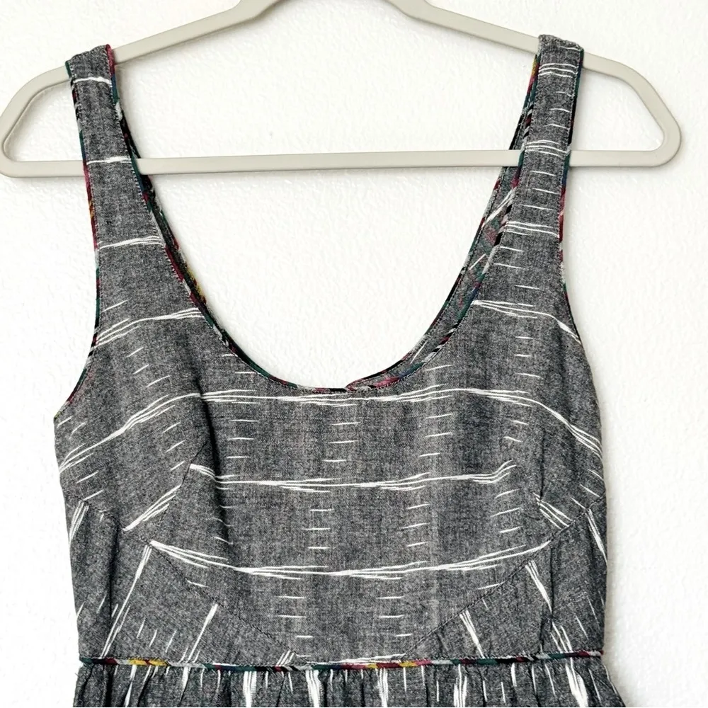 Free People New Romantics Weather Vane  Gray Tribal Ikat Print Mini Dress Size 4 - Image 4