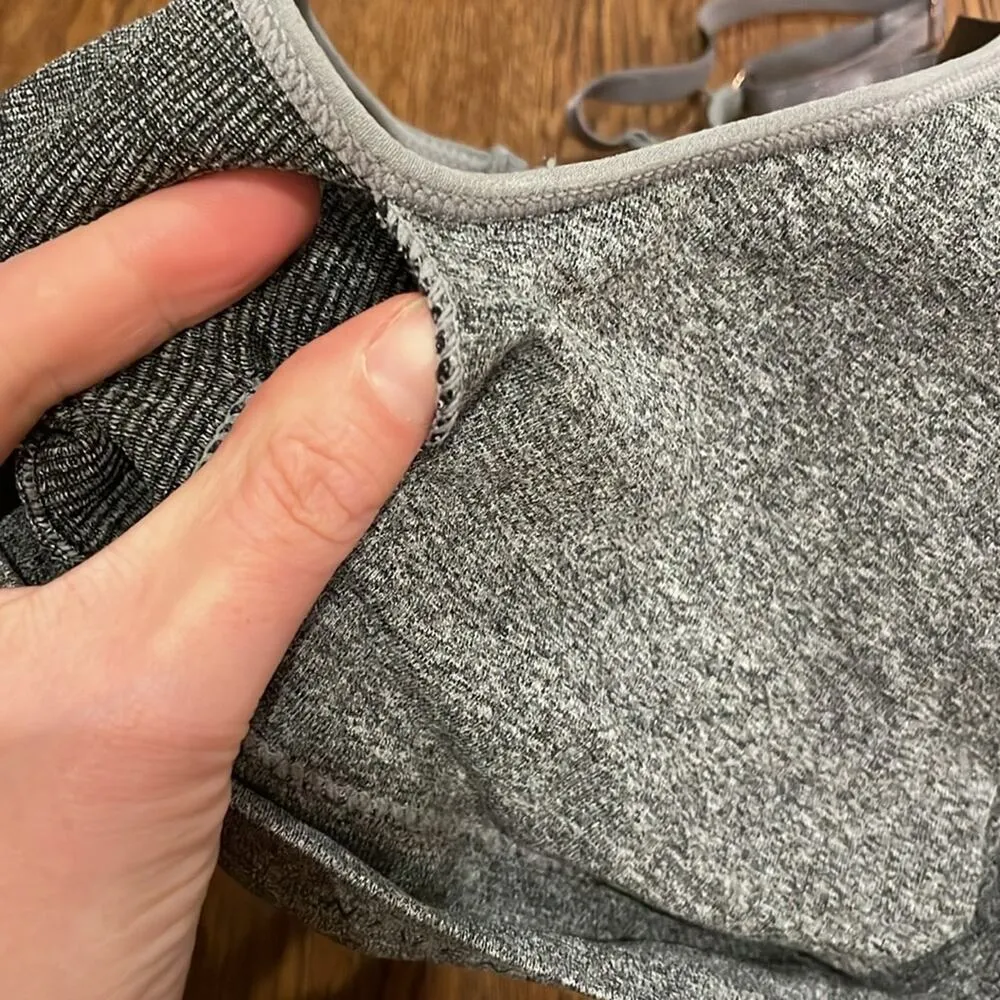 DANSKIN Heather Gray Ribbed Knit Bralette with Low Back Size L - Image 7