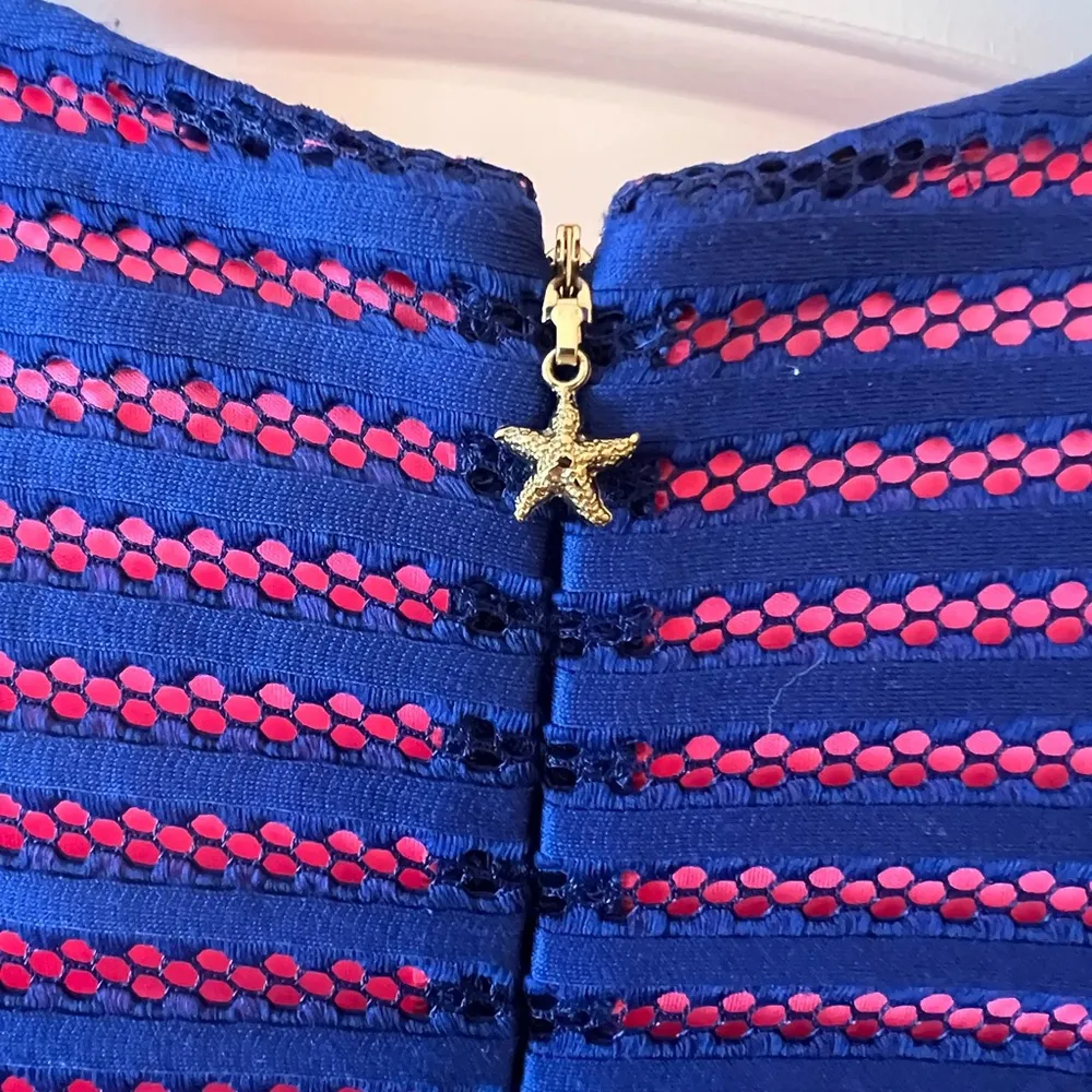 Lilly Pulitzer Pink and Blue Lace Dress - Image 3