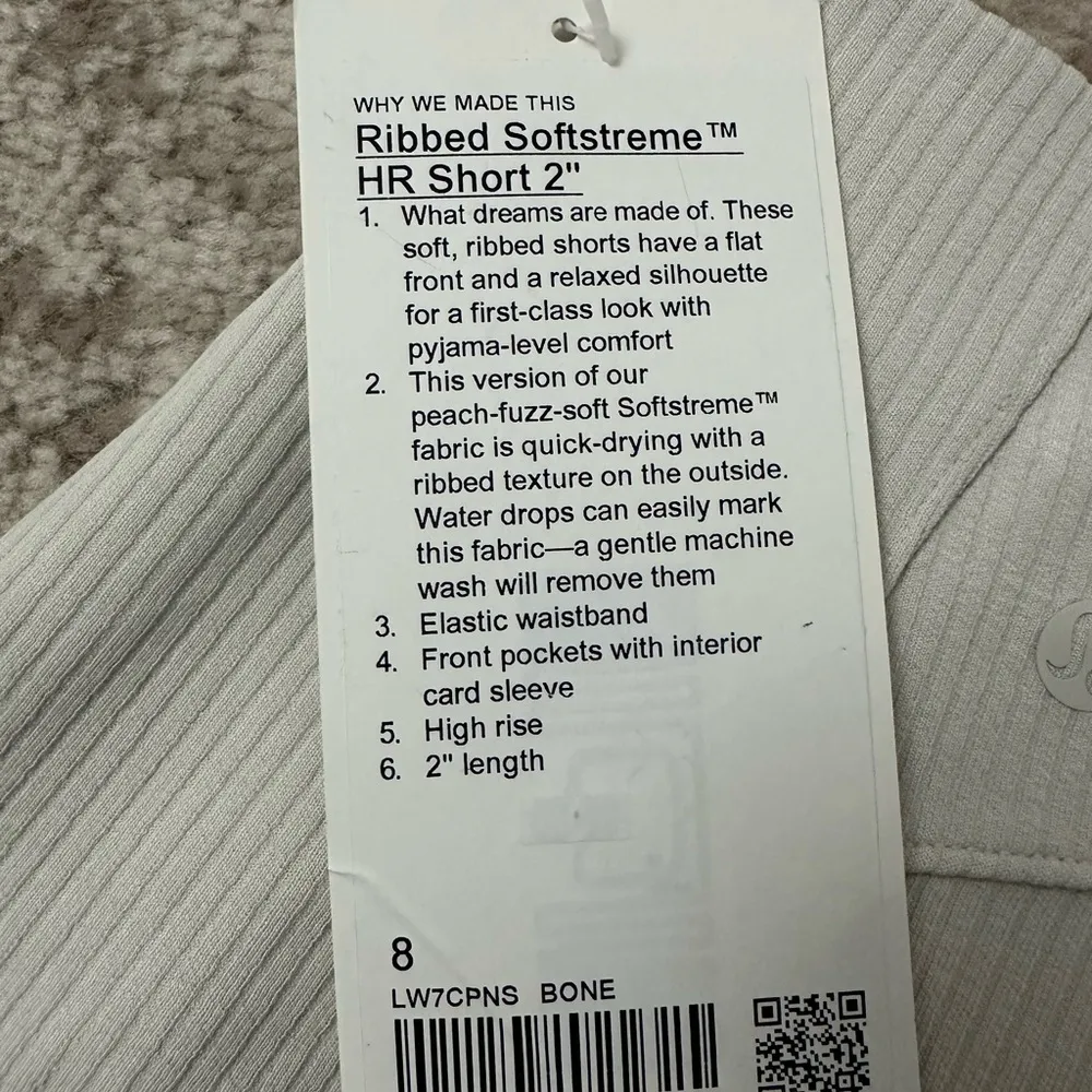 Lululemon Ribbed Softstreme Shorts Size 8 NWT - Bone - Image 7