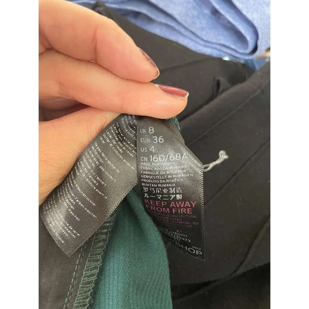 Topshop Women's Green Belted Contrast Stitch Highwaisted Trousers Pants Size US4 - Image 10