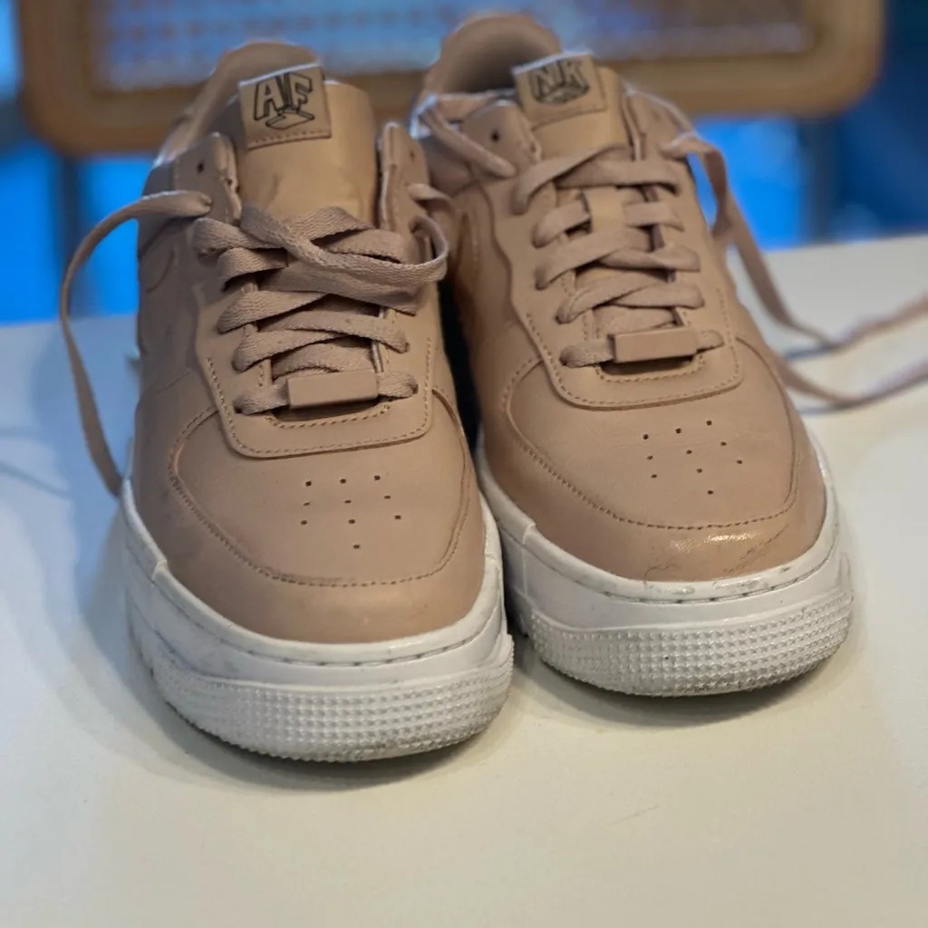 Nike‎ Platform Air Forces - tan Women size 8.5 - Image 2