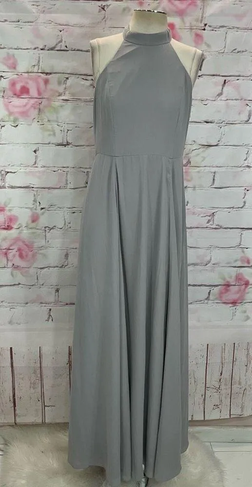 Fame and partners halter mock neck medium gray gown - Image 3