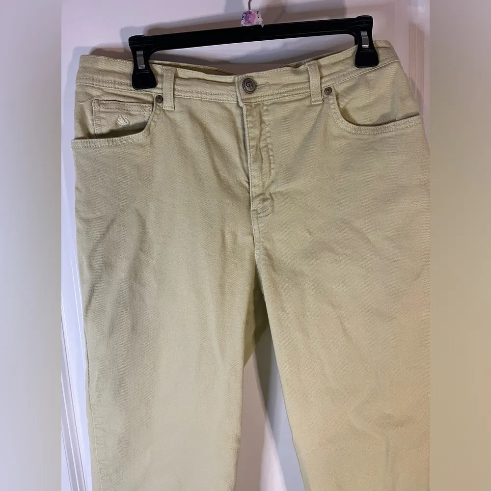 Gloria Vanderbilt Cotton Spandex Amanda Yellow Splashy Logo Pockets Pants Sz 12 - Image 9