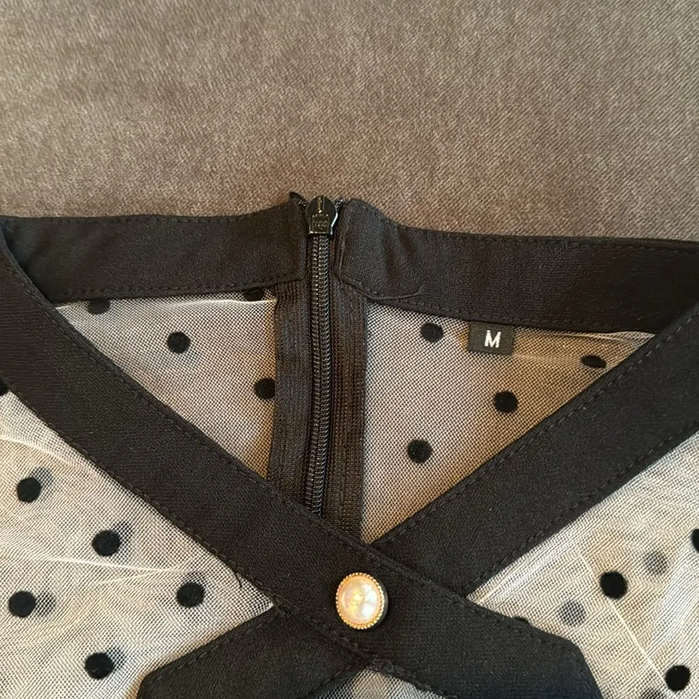 Women’s Black with Polka Dot Dress 1950’s Retro Style Size M NEW Size M - Image 11