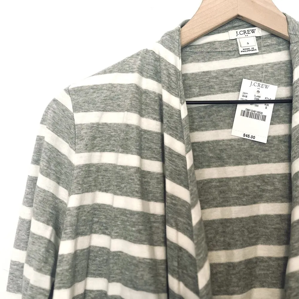 NWT J Crew Factory | 100% Cotton Open Front Grey Striped Cardigan Sweater | S Gray - Image 2