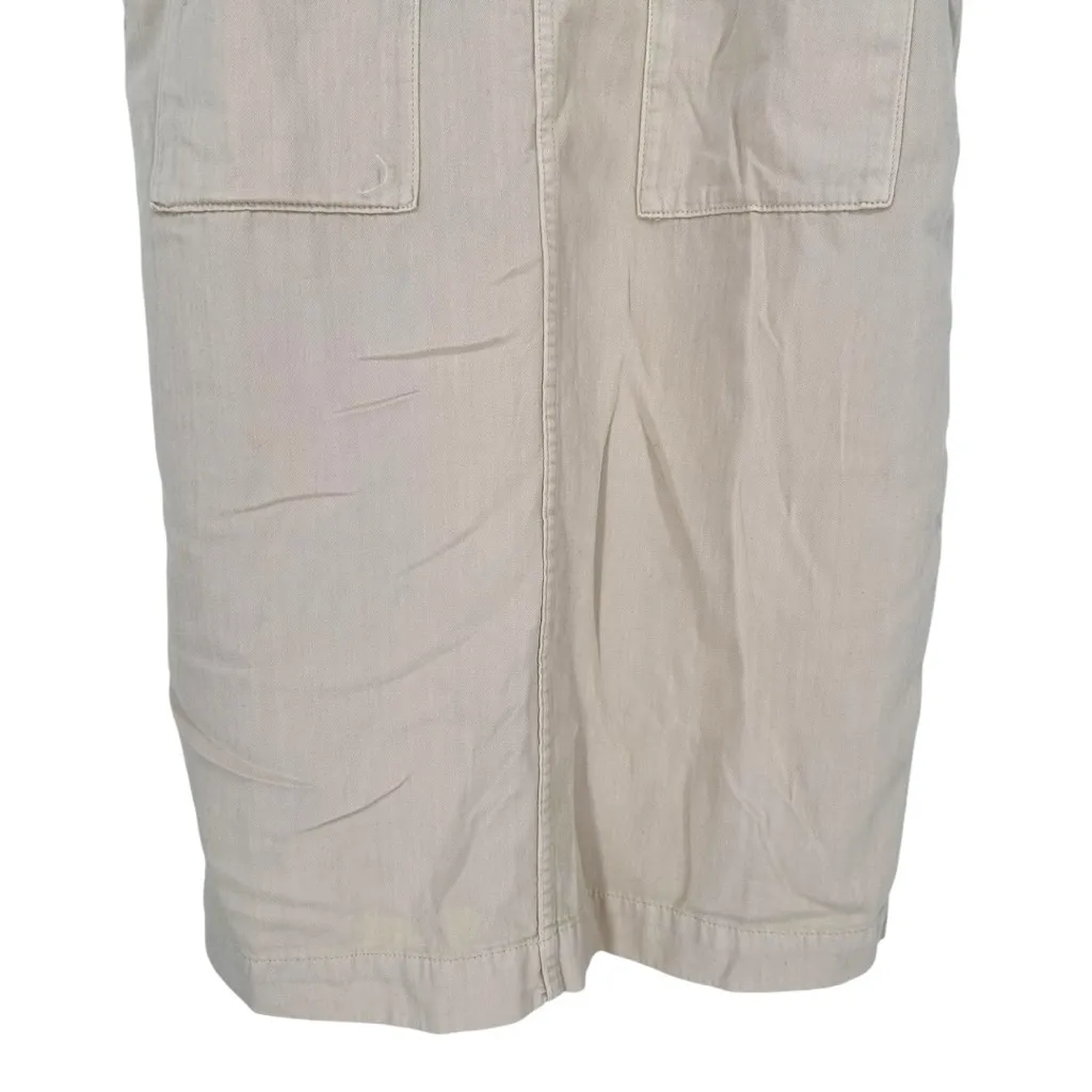 Monki Khaki Overall Denim Dungaree Dress size Small Sleeveless Pockets Cotton - Image 4