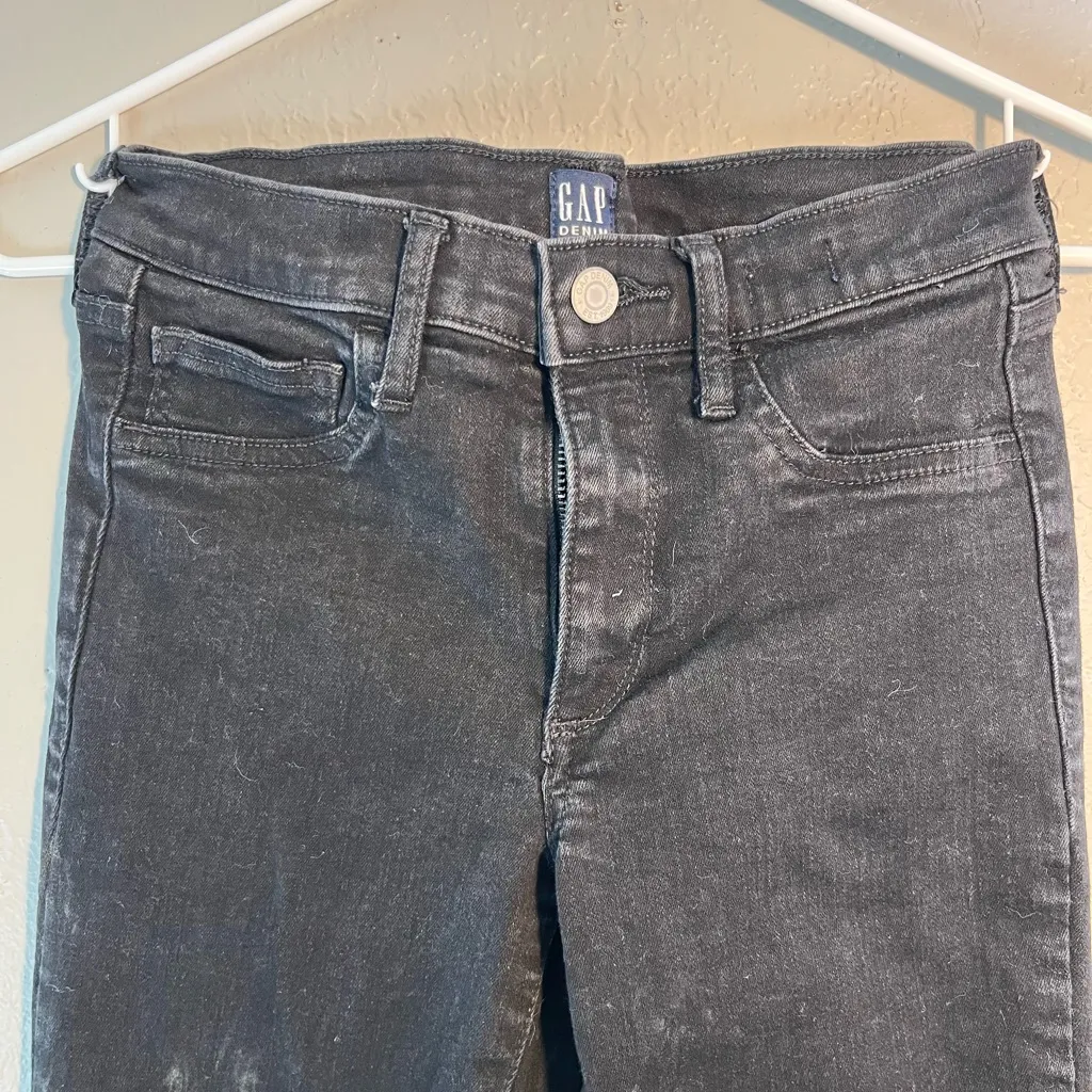 GAP Vintage Y2K Black Skinny Jeans SZ 4 Straight Leg Dark Wash Bootcut High-Rise - Image 2