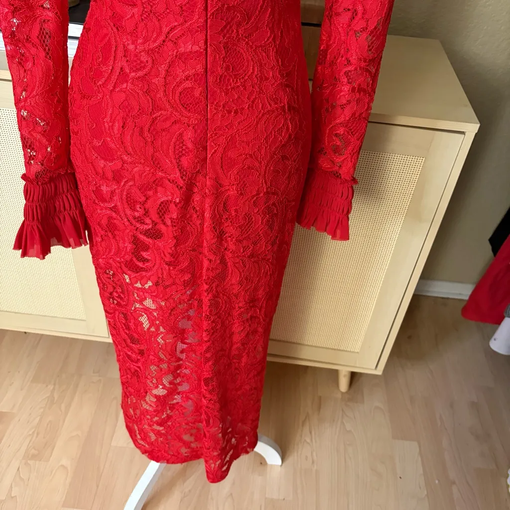 ALEXIS Fala Lace Midi Dress in Red Lace Holiday Midi Size Small‎ NWT - Image 7